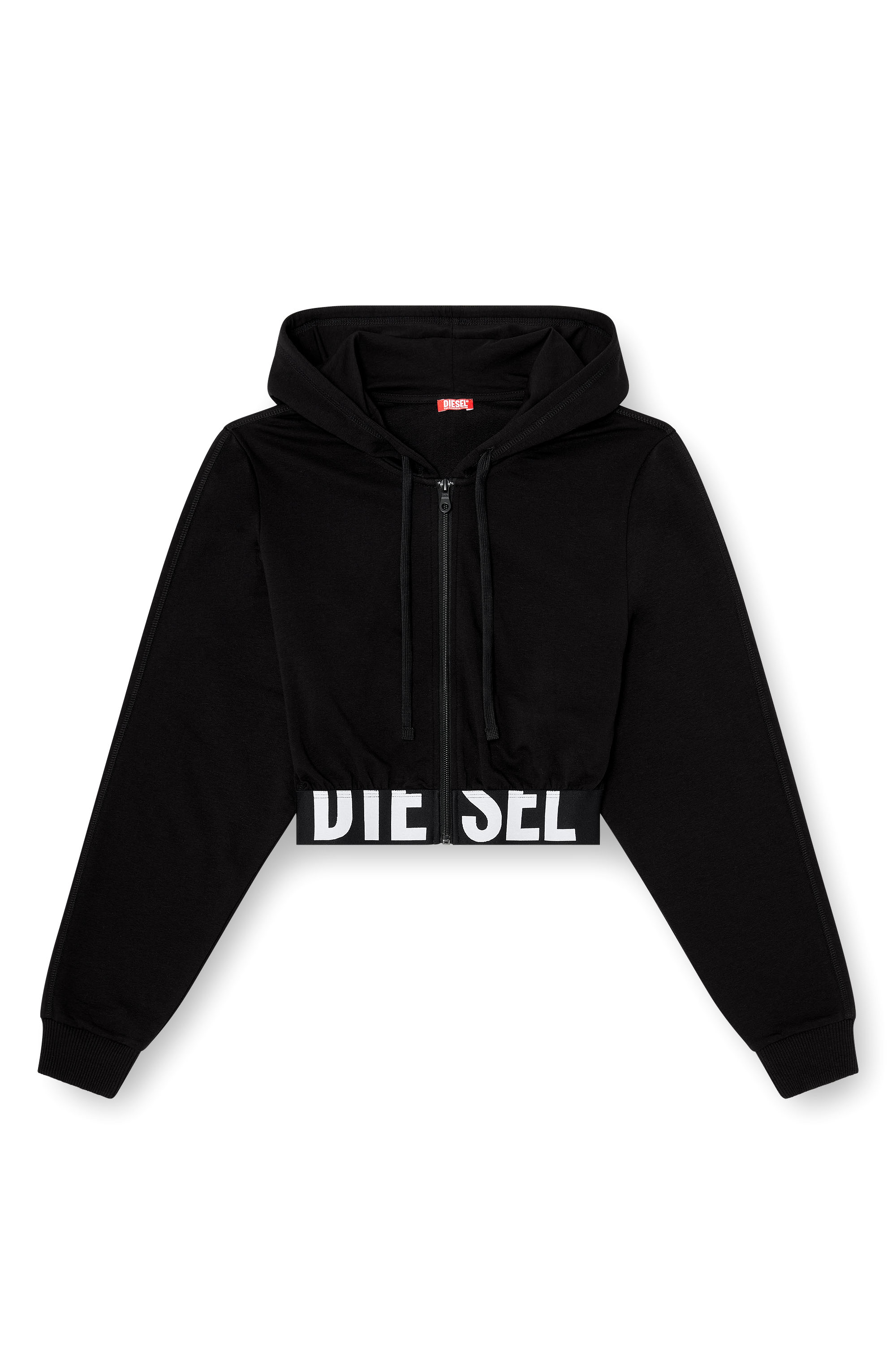 Diesel - NIKA-D-POP, Sweat &agrave; capuche cropped avec bande logo Femme in Noir - 2