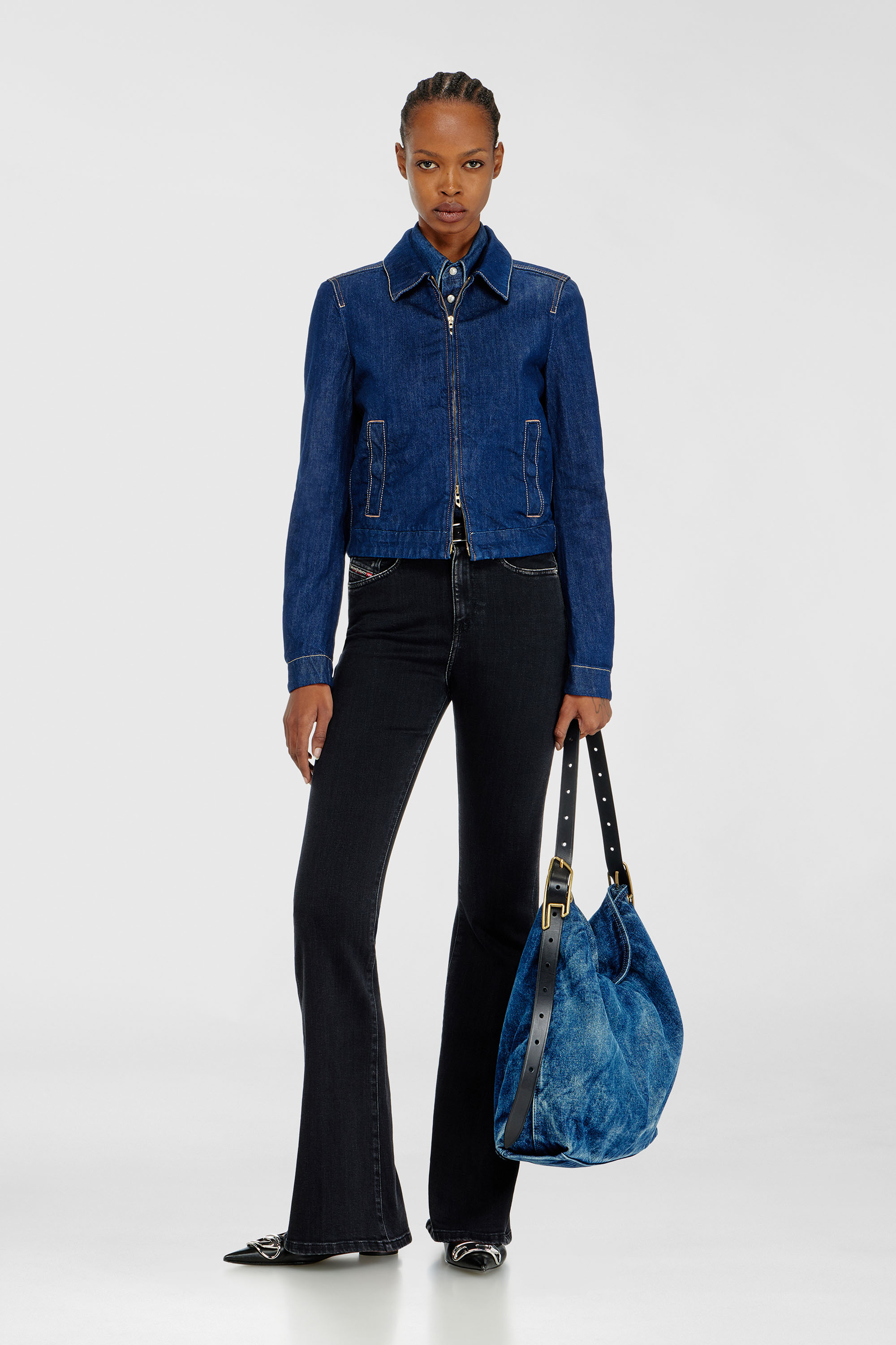 Diesel - DE-CORB, Veste coach en rinse denim Femme in Bleu - 1