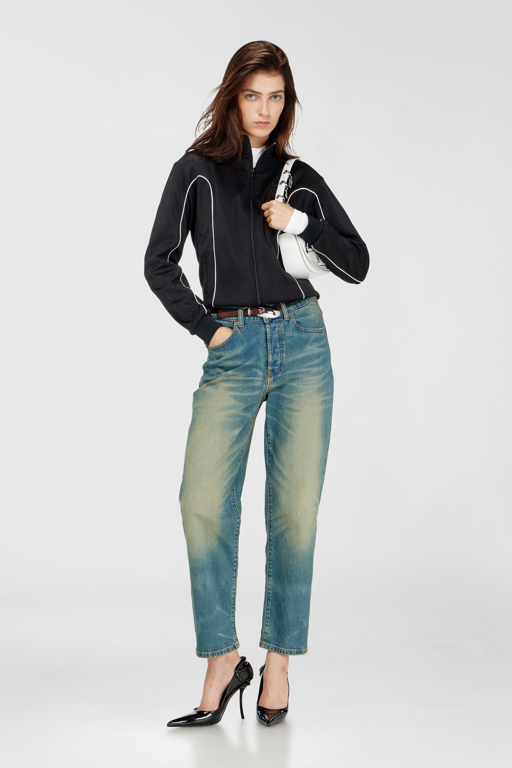 Diesel - F-LOCKING-OD, Veste en molleton avec passepoil contrastant Femme in Polychrome - 2