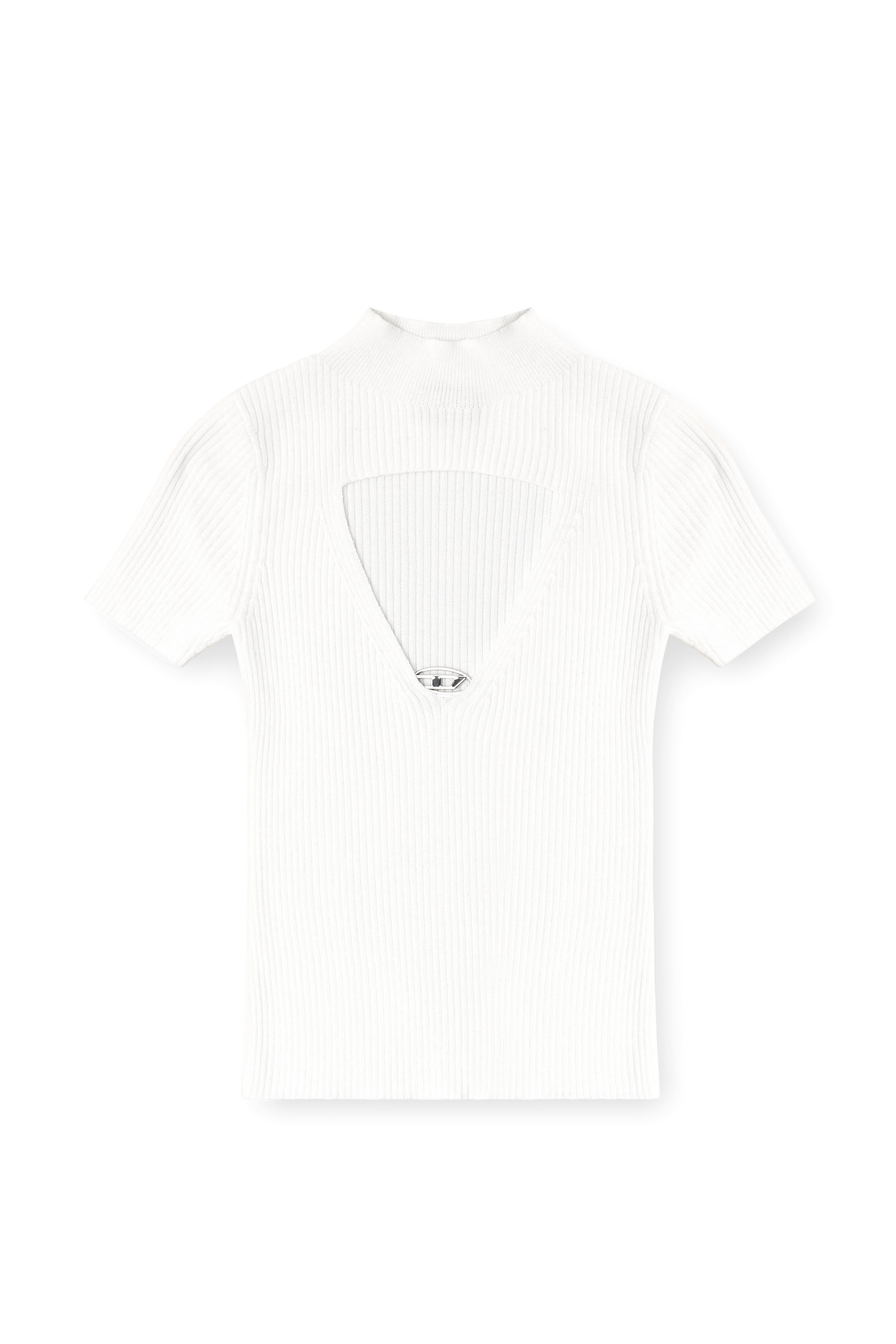 Diesel - M-OLIVE, Top en tricot de laine à découpes Femme in Blanc - 3