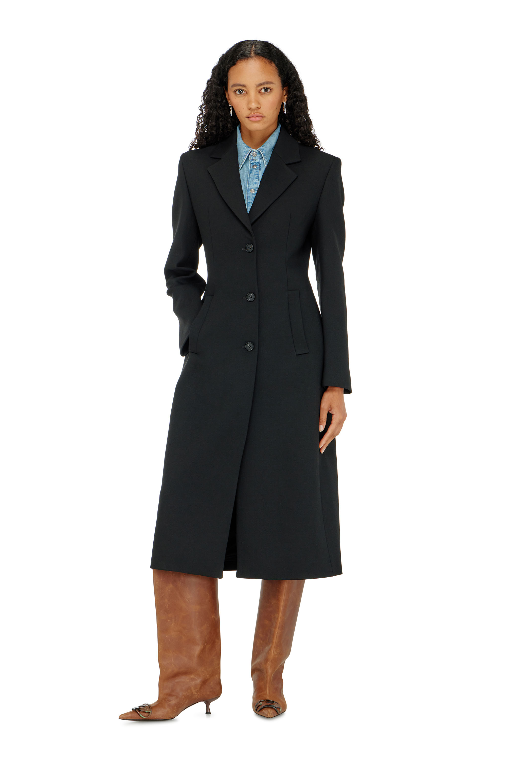 Diesel - G-ALLAN, Long manteau sablier Femme in Noir - 3