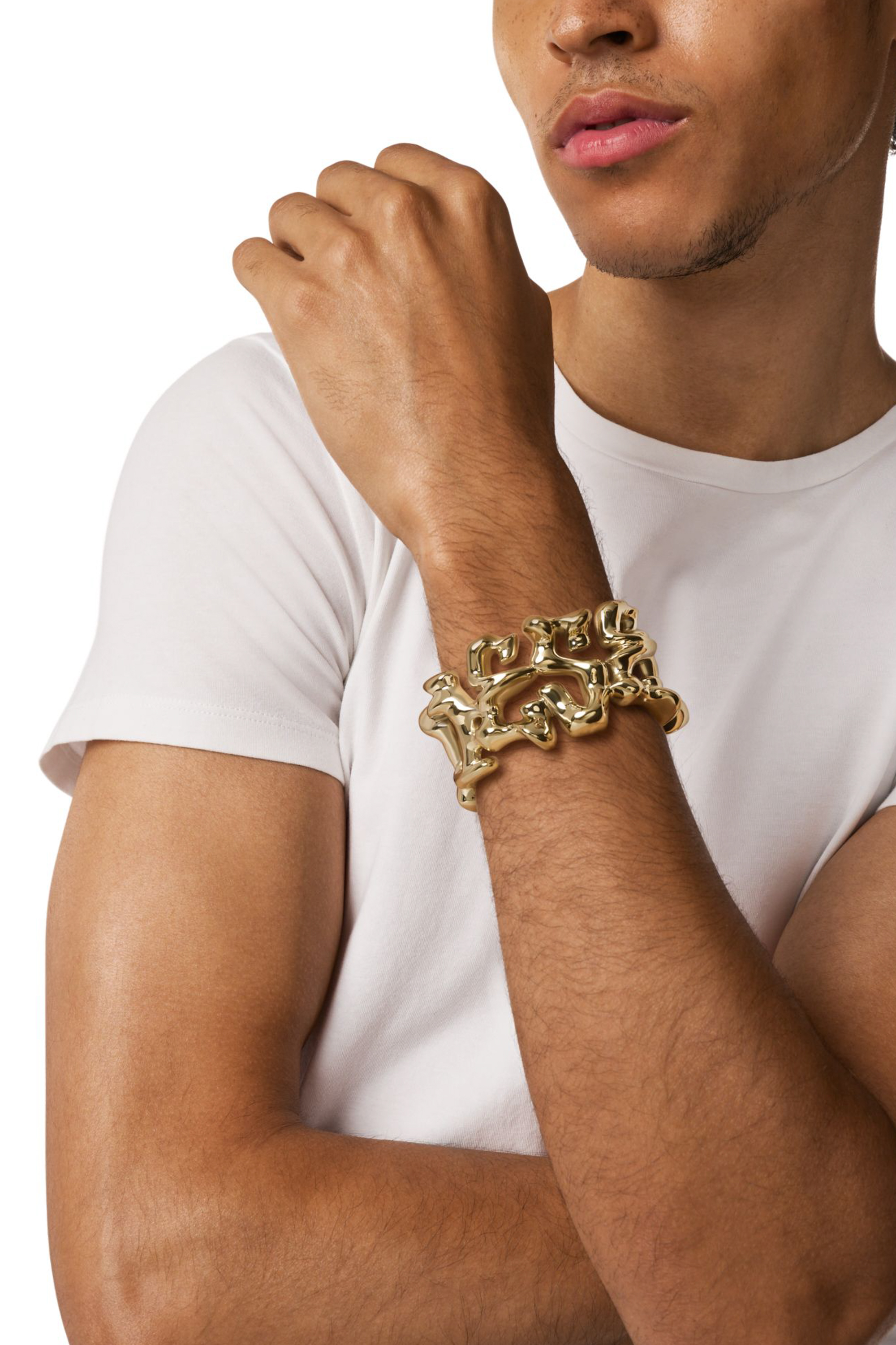 Diesel - DX1660710 JEWELLERY, Bracelet manchette en acier inoxydable Mixte in Dor&eacute; - 4