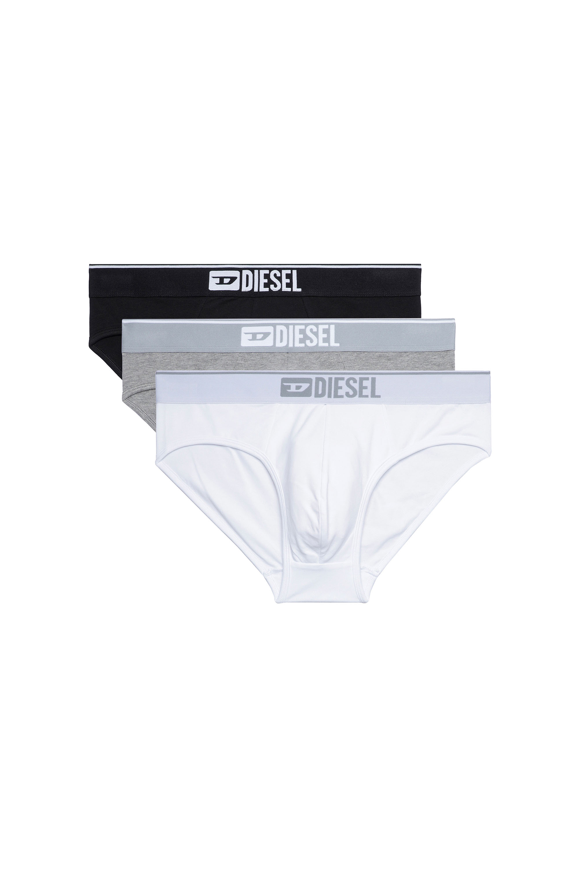 Diesel - UMBR-ANDRETHREEPACK, Man's Three-pack of plain logo briefs in White/Black - 2