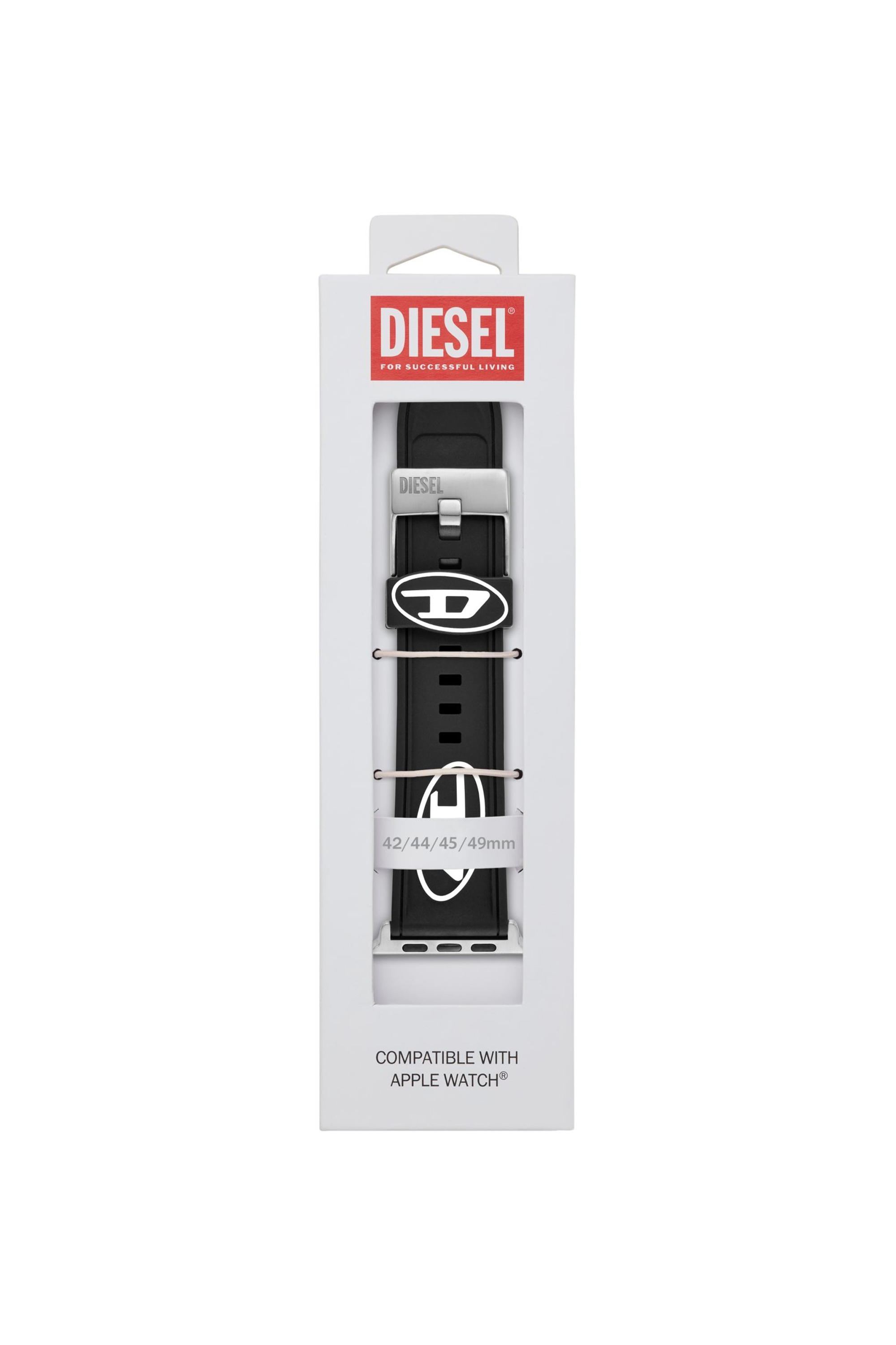Diesel - DSS0018, Man Black silicone band for apple watch®, 42/44/45/49mm in Black - Image 3
