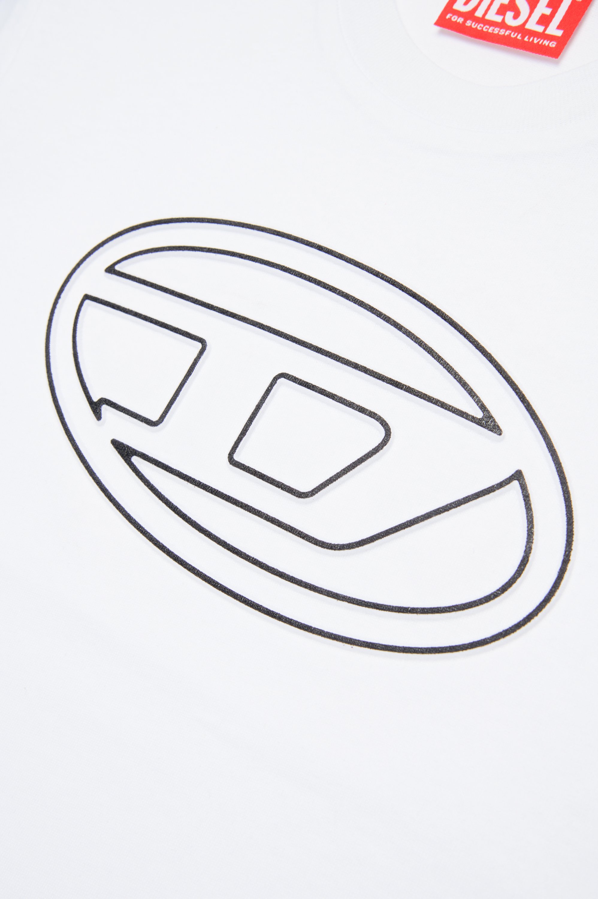 Diesel - TJUSTBIGOVAL OVER, Homme T-shirt avec logo contour Oval D in Blanc - Image 4