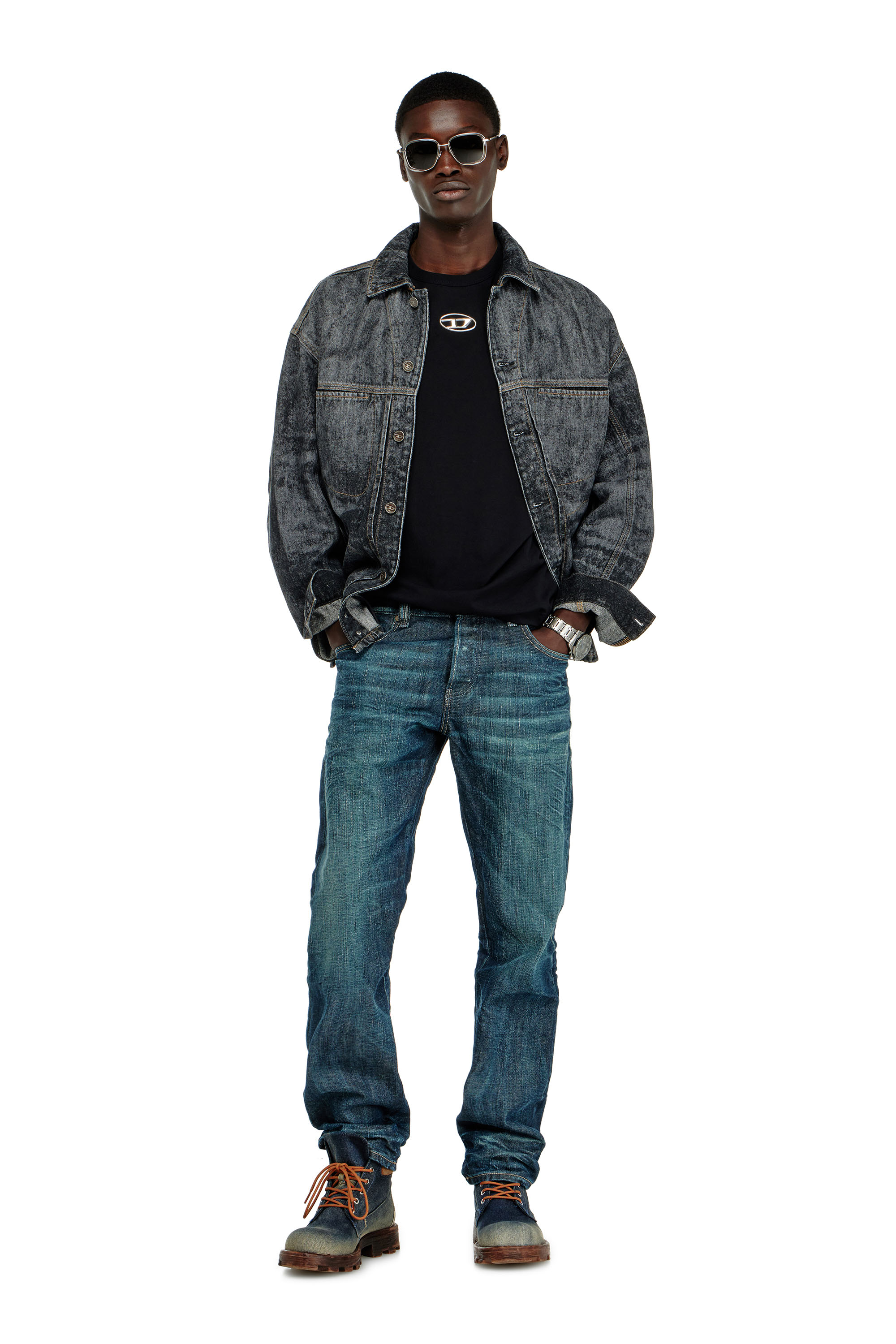 Diesel - T-ADJUST-OD, Man's T-shirt with metallic Oval D in Black - 1