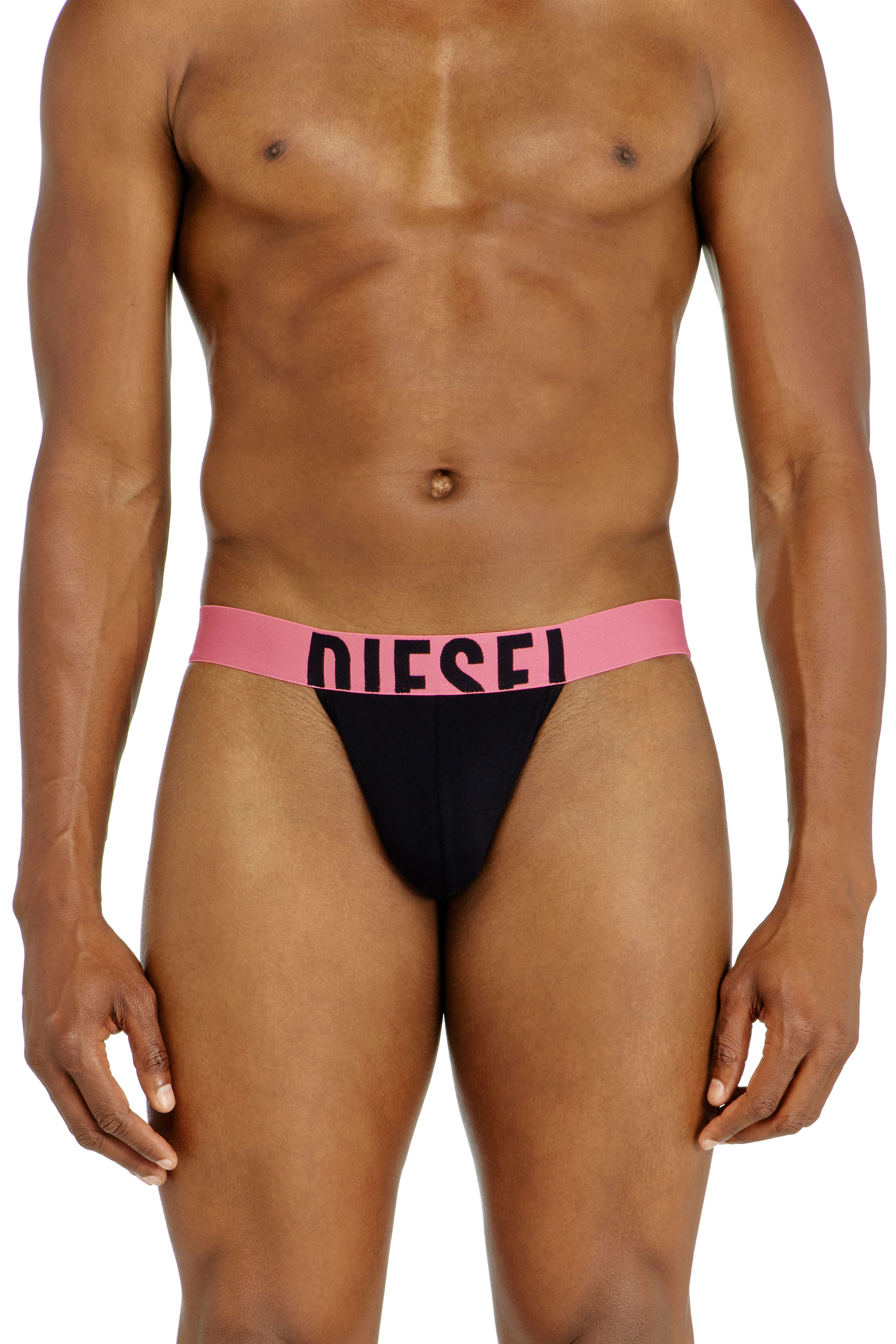 Diesel - FRITZ-D-POP-3PACK, Lot de trois strings avec ceinture logo contrast&eacute;e Homme in Noir - 1