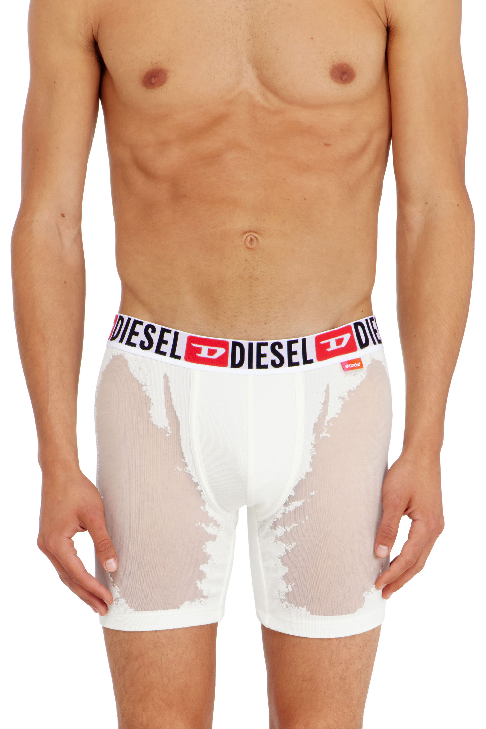 Diesel - PR-MAX-D-CORE, Boxer long avec effet d&eacute;vor&eacute; transparent Homme in Blanc - 3
