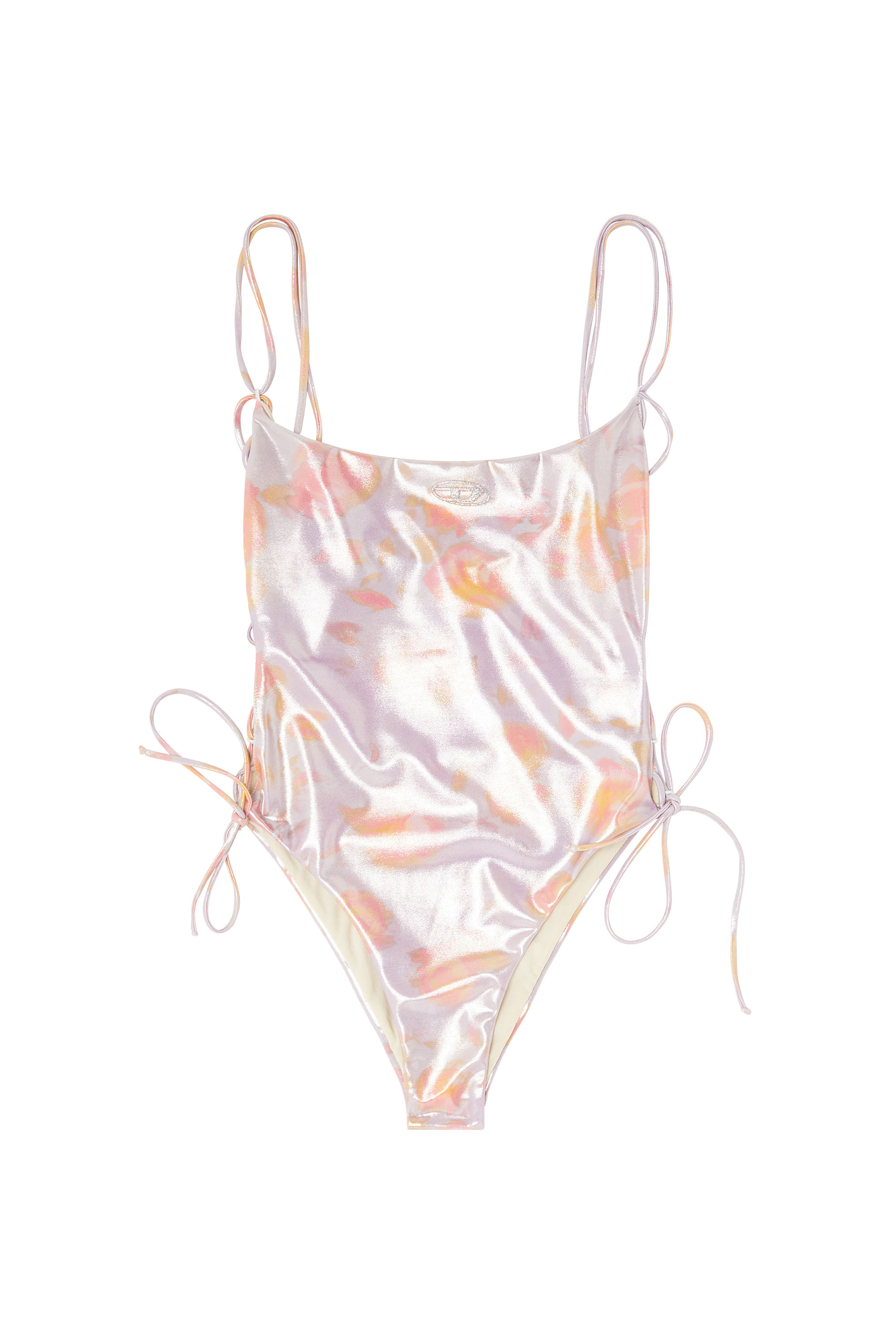 Diesel - REGAN-UTLT, Maillot de bain &agrave; lacets motif floral m&eacute;tallis&eacute; Femme in Violet - 4
