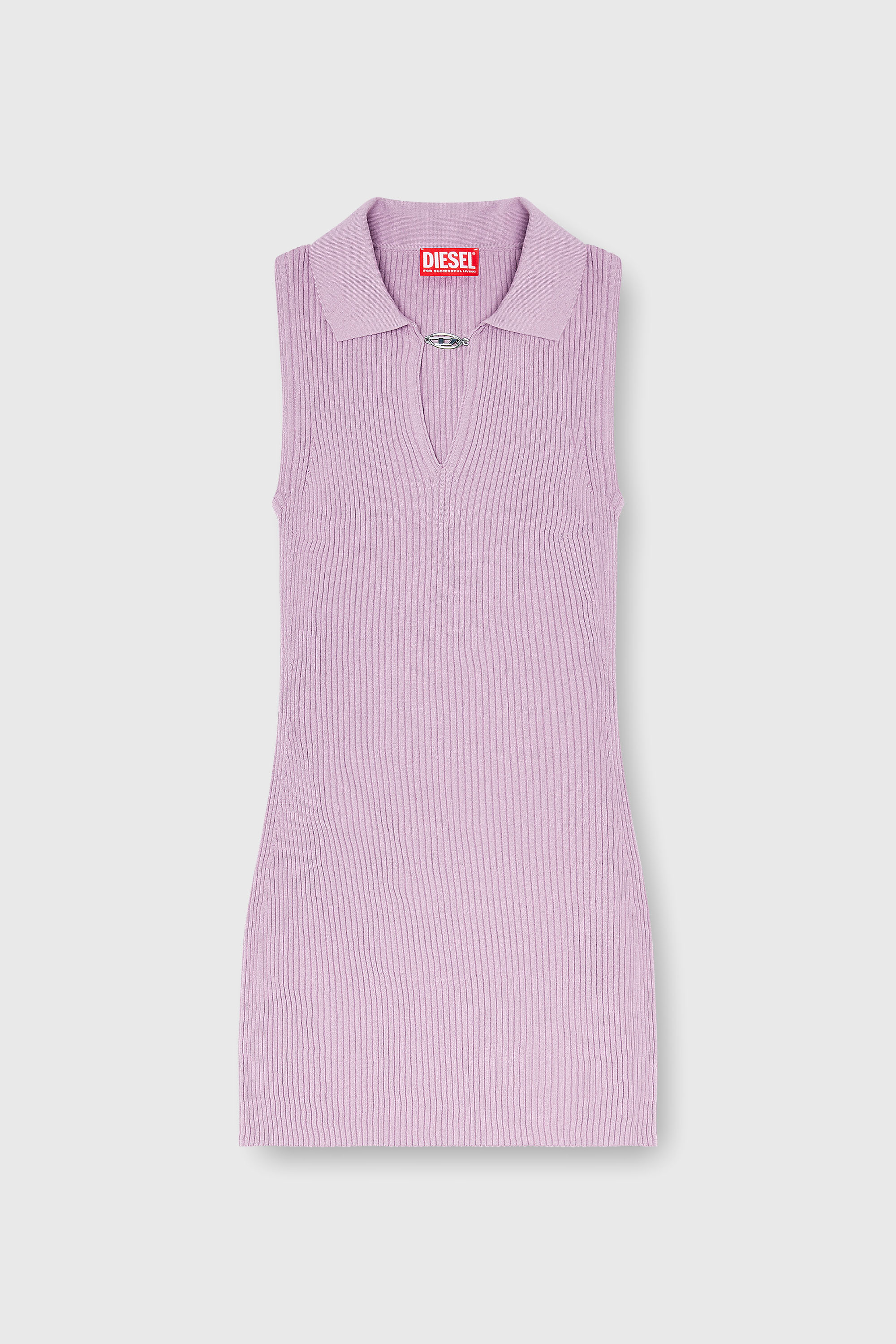 Diesel - M-LILMA, Robe polo courte en maille c&ocirc;tel&eacute;e m&eacute;lang&eacute;e soie Femme in Rose - 2
