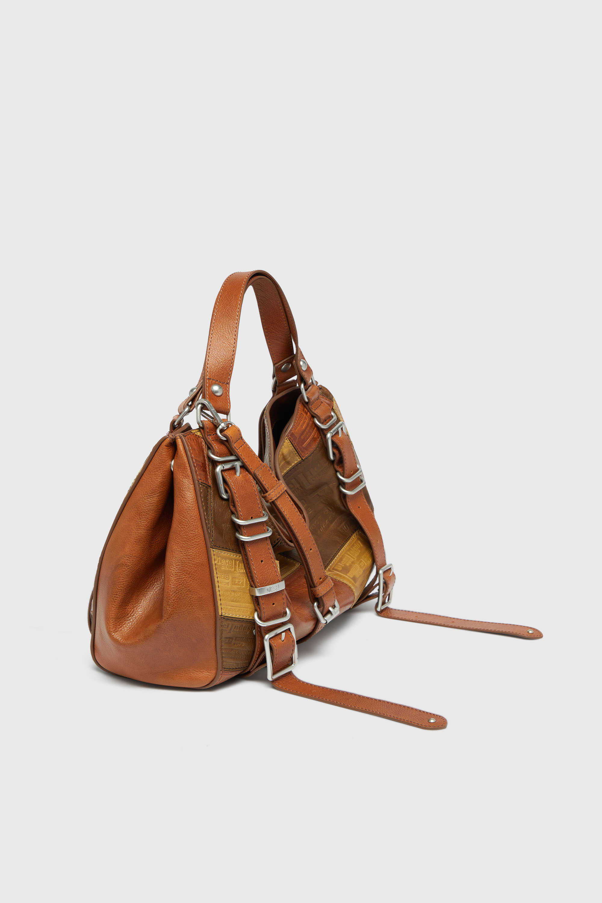 Diesel - D-ONE TOPHANDLE M, D-One-Sac medium &agrave; poign&eacute;e sup&eacute;rieure en cuir patchwork Mixte in Marron - 5