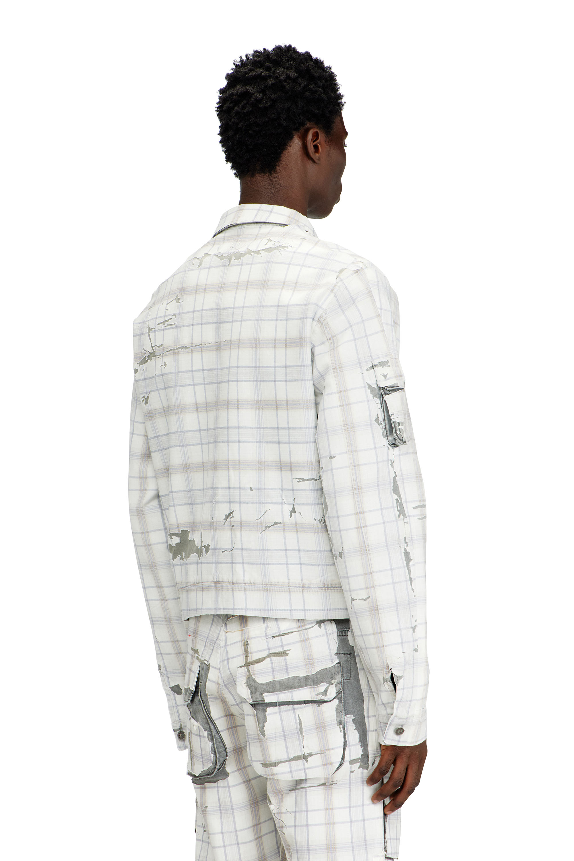 Diesel - D-VALEN-FSI1, Veste en denim &agrave; effet pel&eacute; Homme in Gris - 4