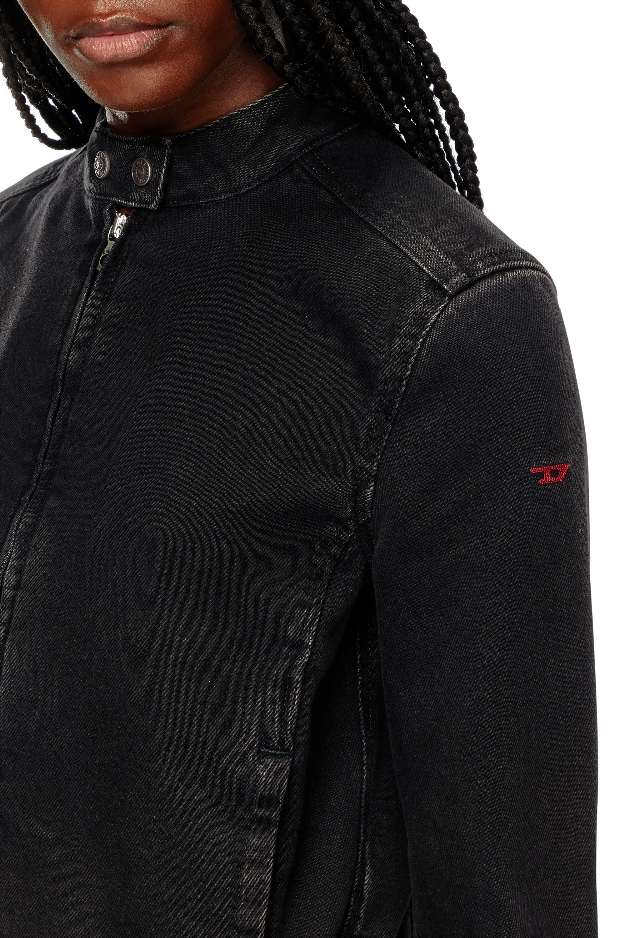 Diesel - DE-MORNIN, Veste moto en denim Femme in Noir - 5
