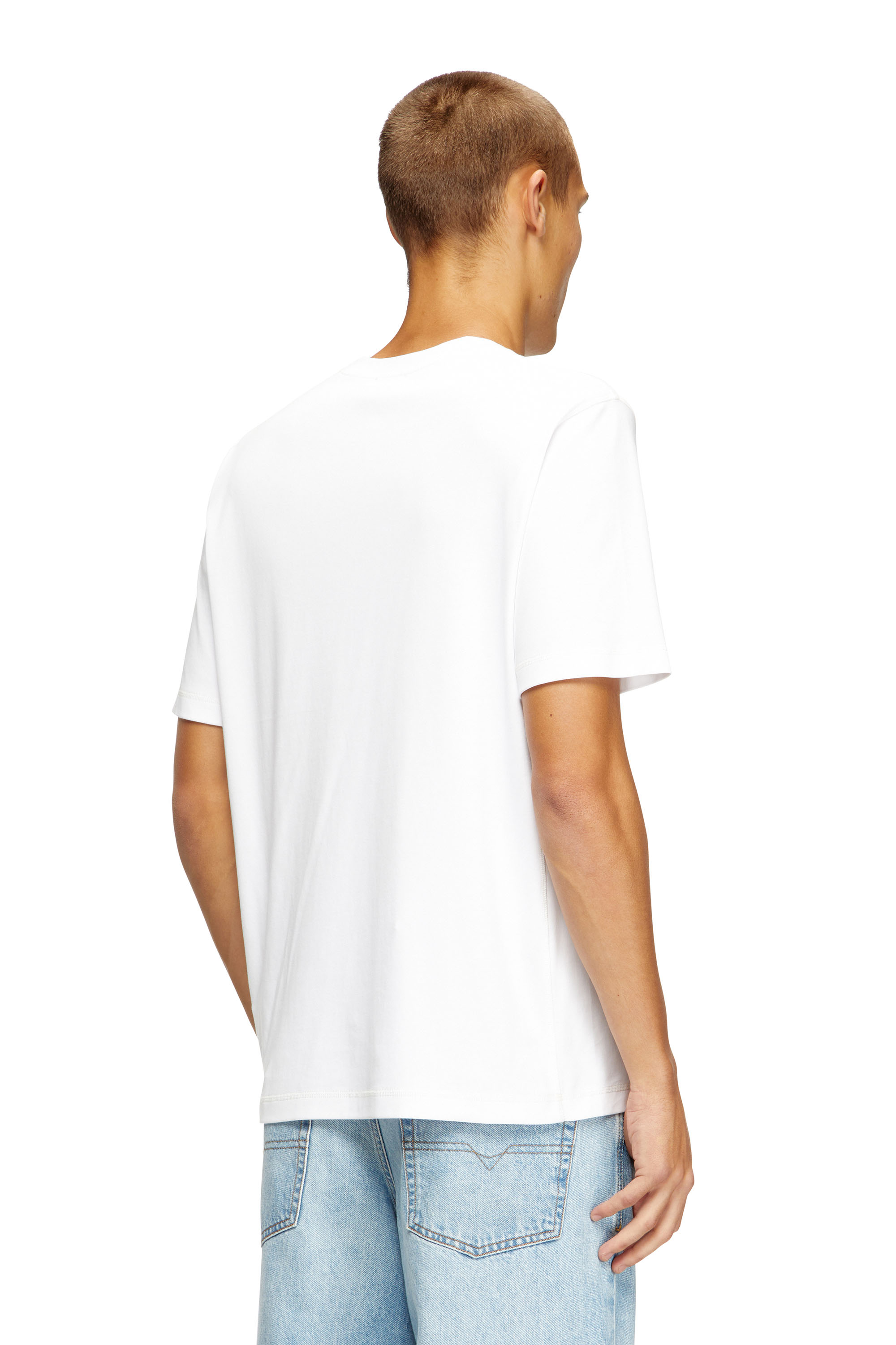 Diesel - T-MADJUST-TR, T-shirt régulière avec col rond et Oval D Homme in Blanc - 4