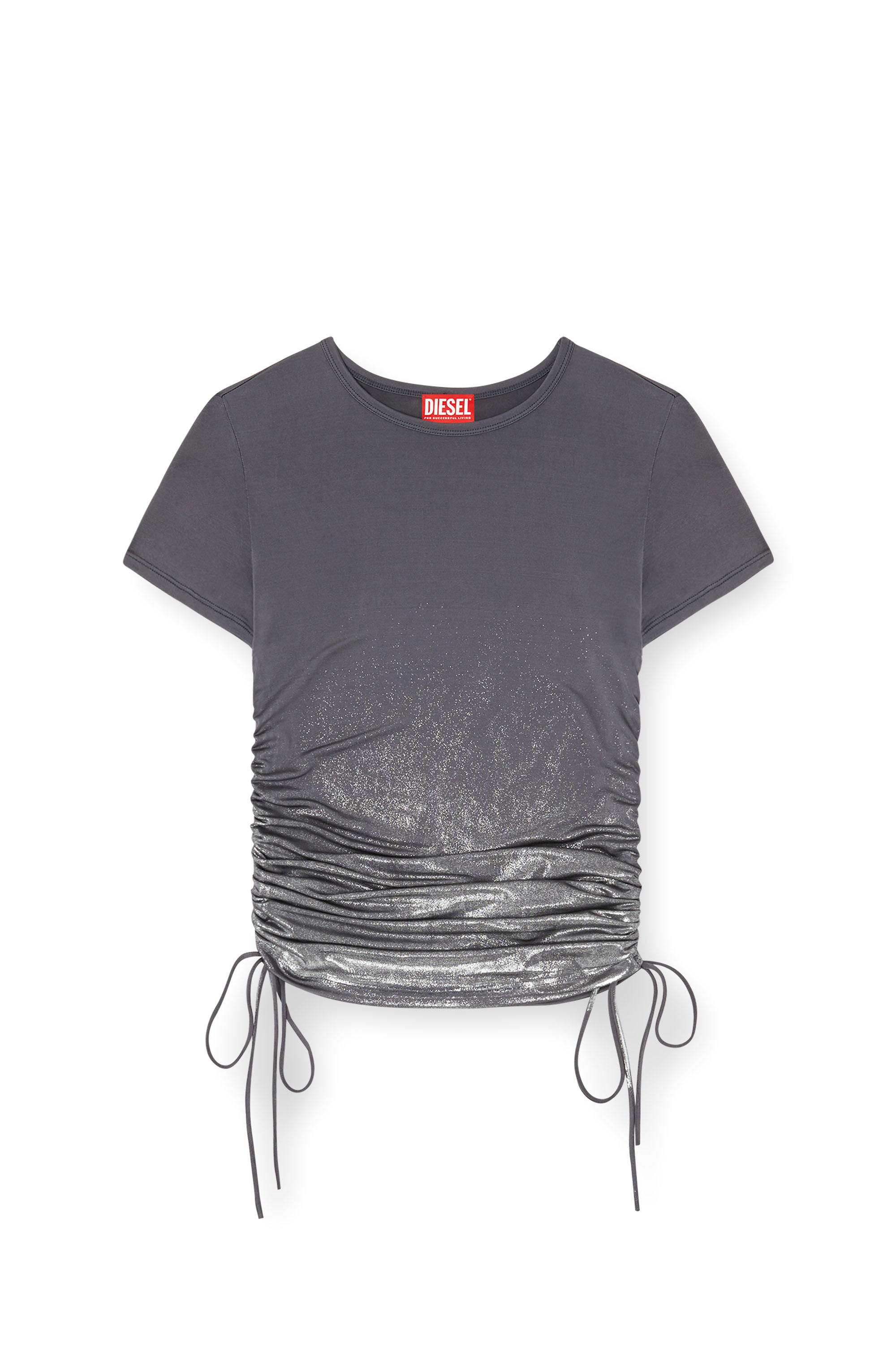 Diesel - T-REY, Haut en jersey avec cordon de serrage sur les côtés. Femme in Gris - 3