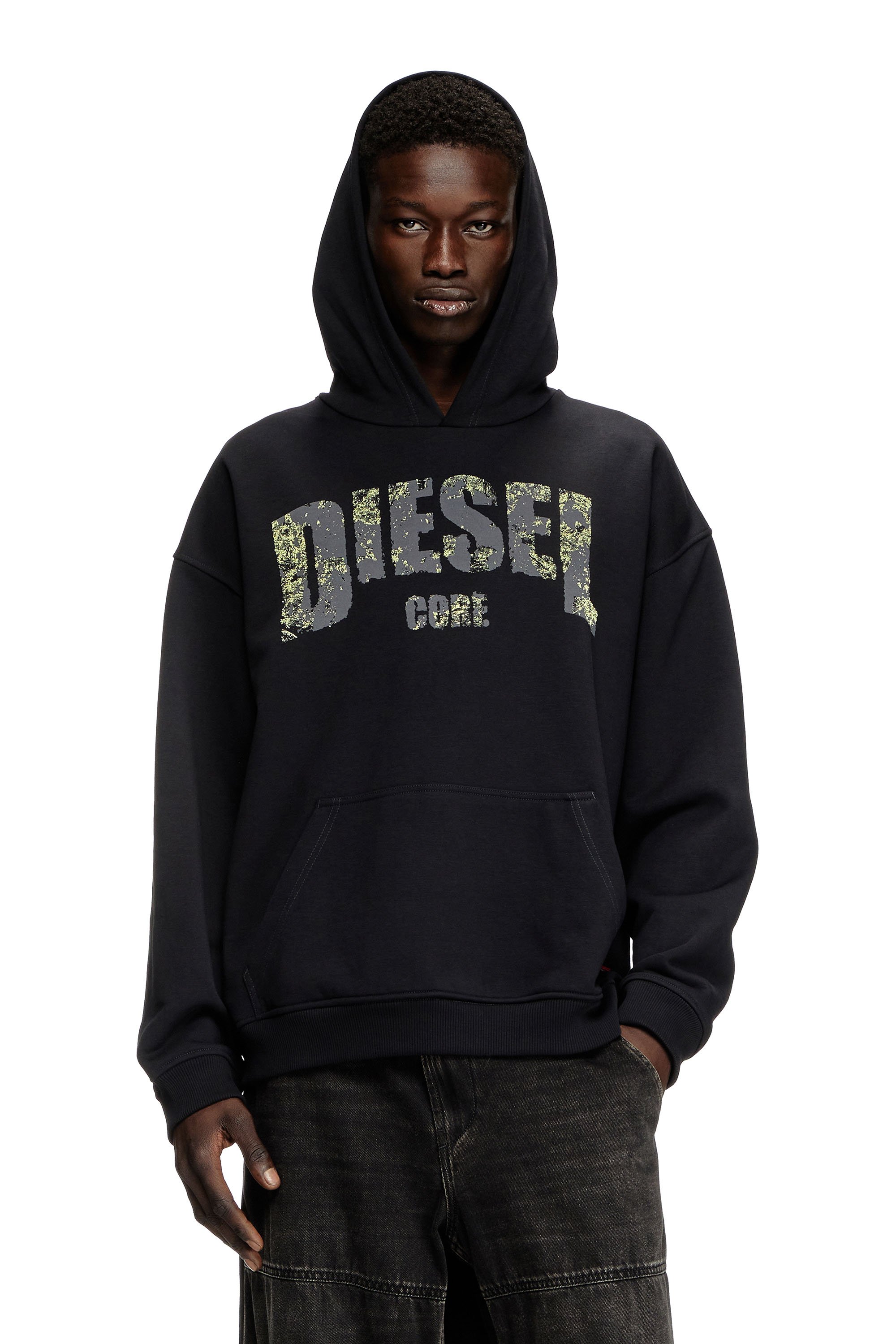 Men s Sweatshirts hooded zippered logo oversized Diesel