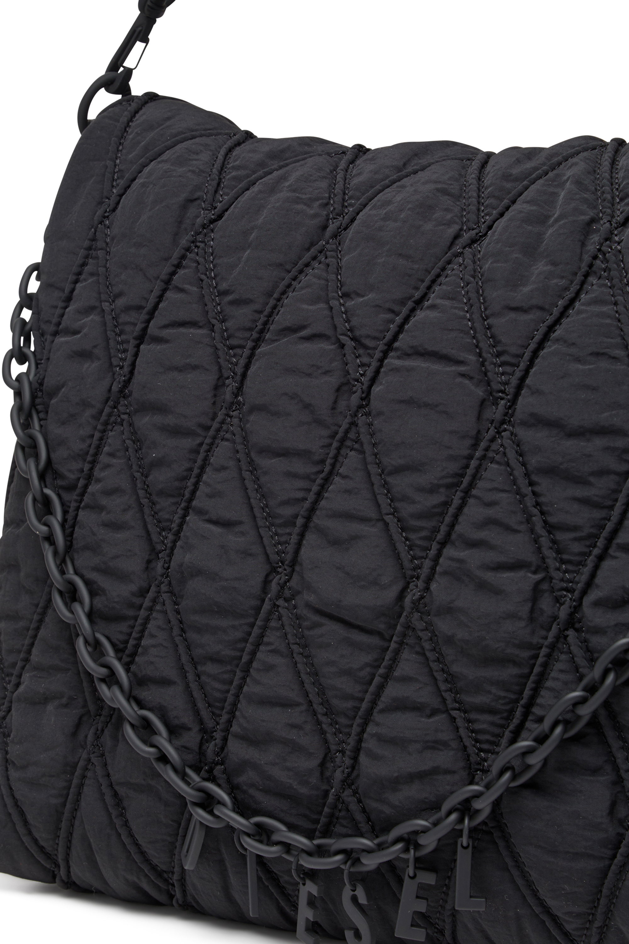 Diesel - CHARM-D SHOULDER L, Charm-D L-Sac à bandoulière en nylon délavé matelassé Femme in Noir - 5