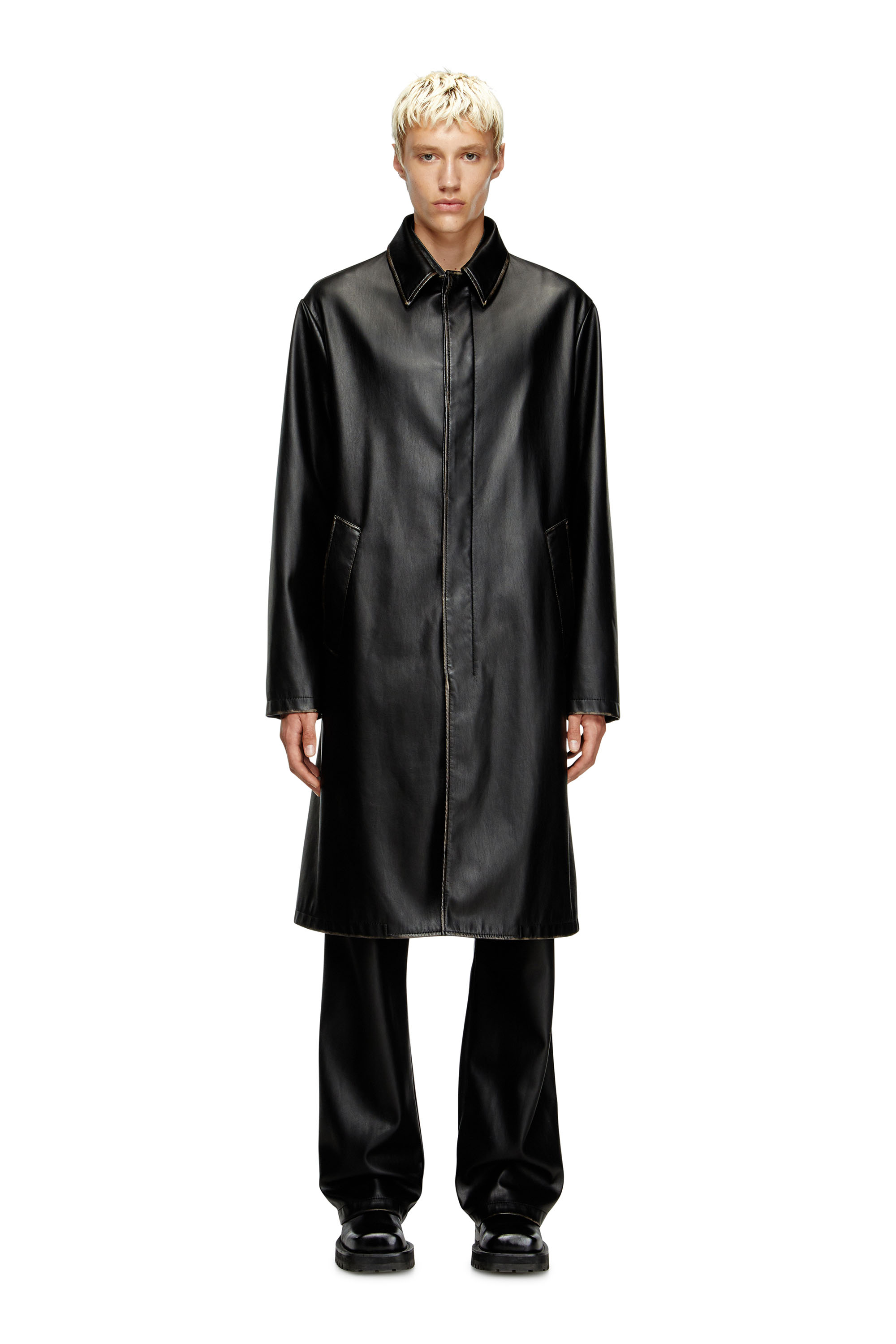 Diesel - J-RIVERS, Caban vieilli avec doublure en flanelle Homme in Noir - 1