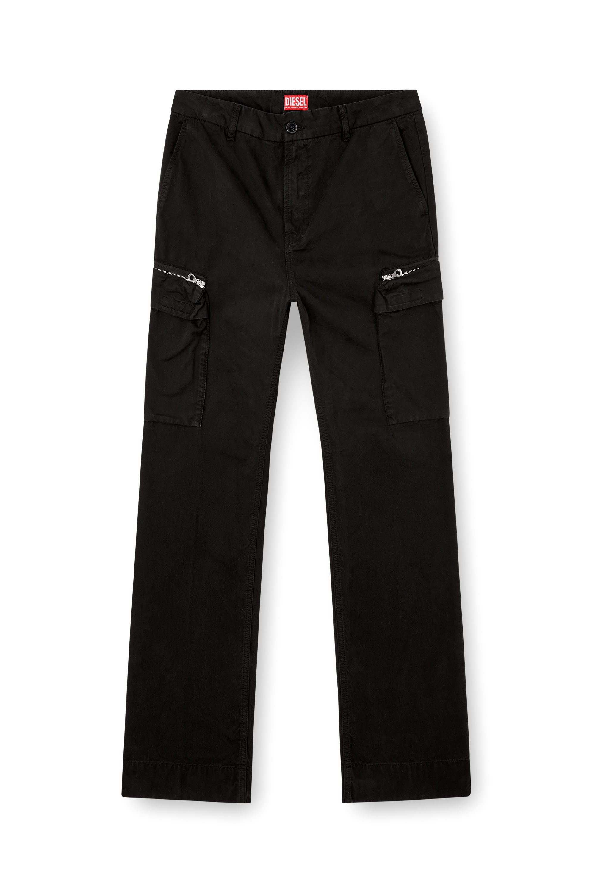 Diesel - P-YE, Pantalon en sergé de peau de pêche délavée Homme in Noir - 2
