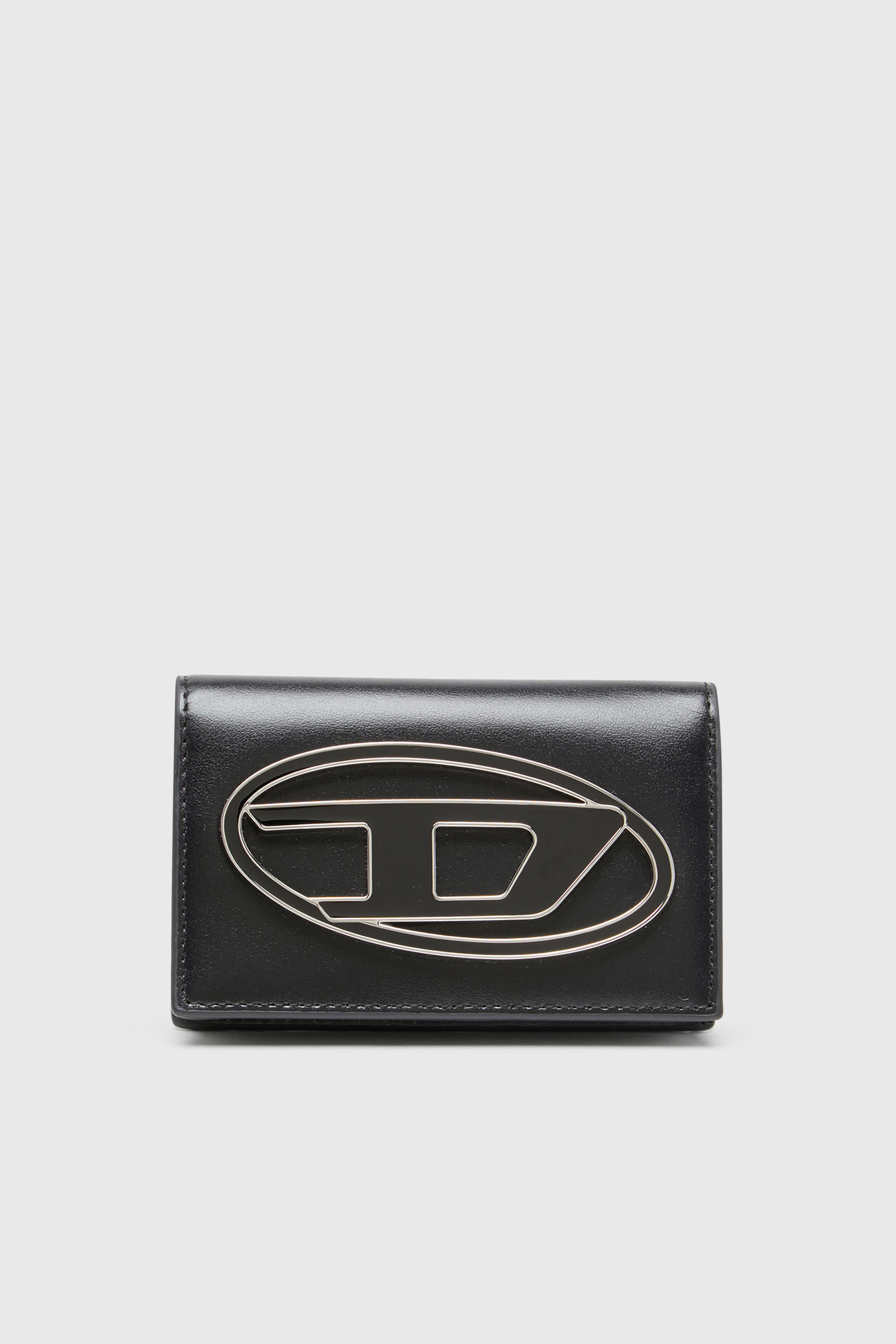 Diesel - 1DR CARD HOLDER IV, Porte-cartes en cuir avec Oval D &eacute;maill&eacute; Femme in Noir - 1