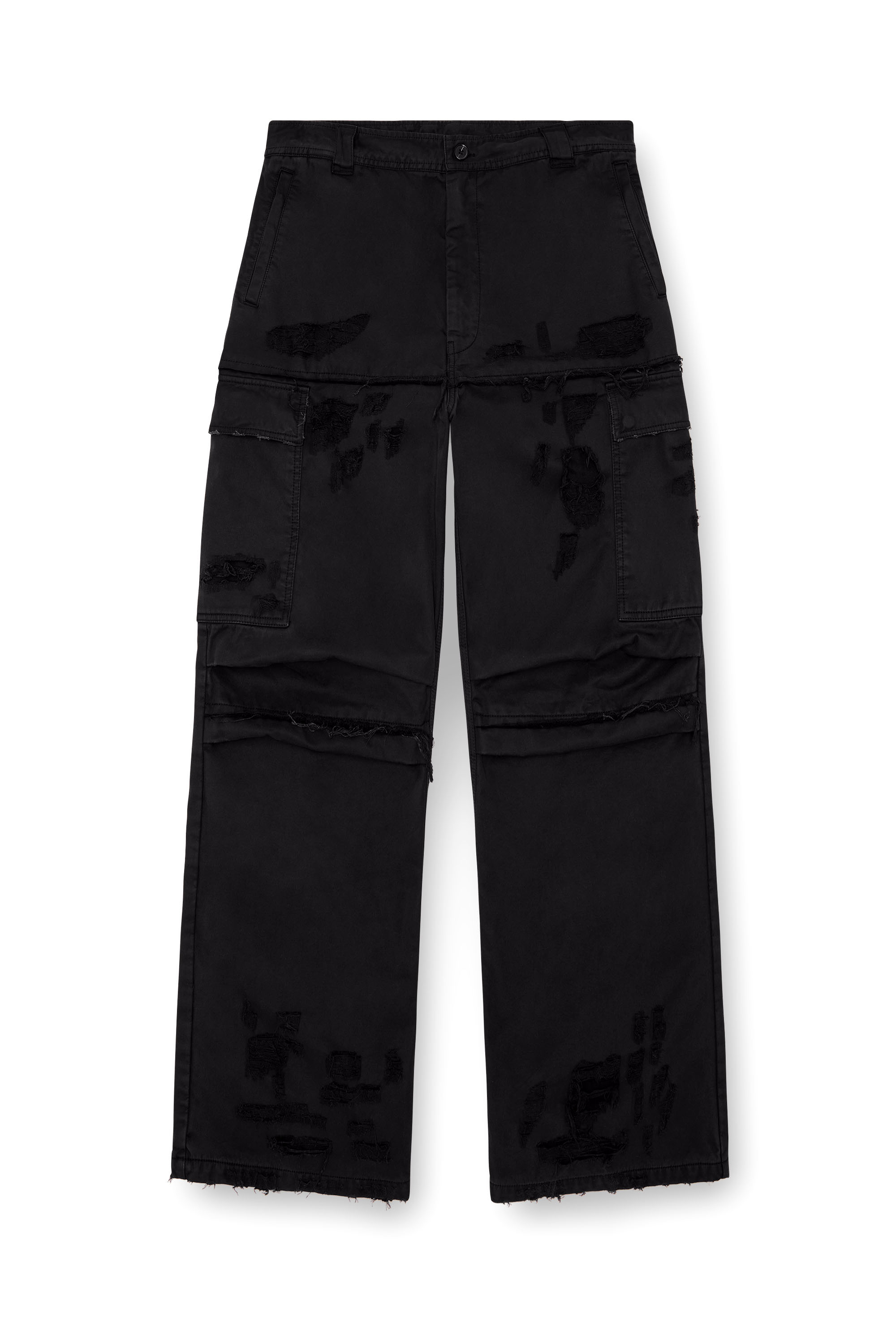 Diesel - P-OISE, Pantalon cargo en coton dobby Homme in Noir - 3