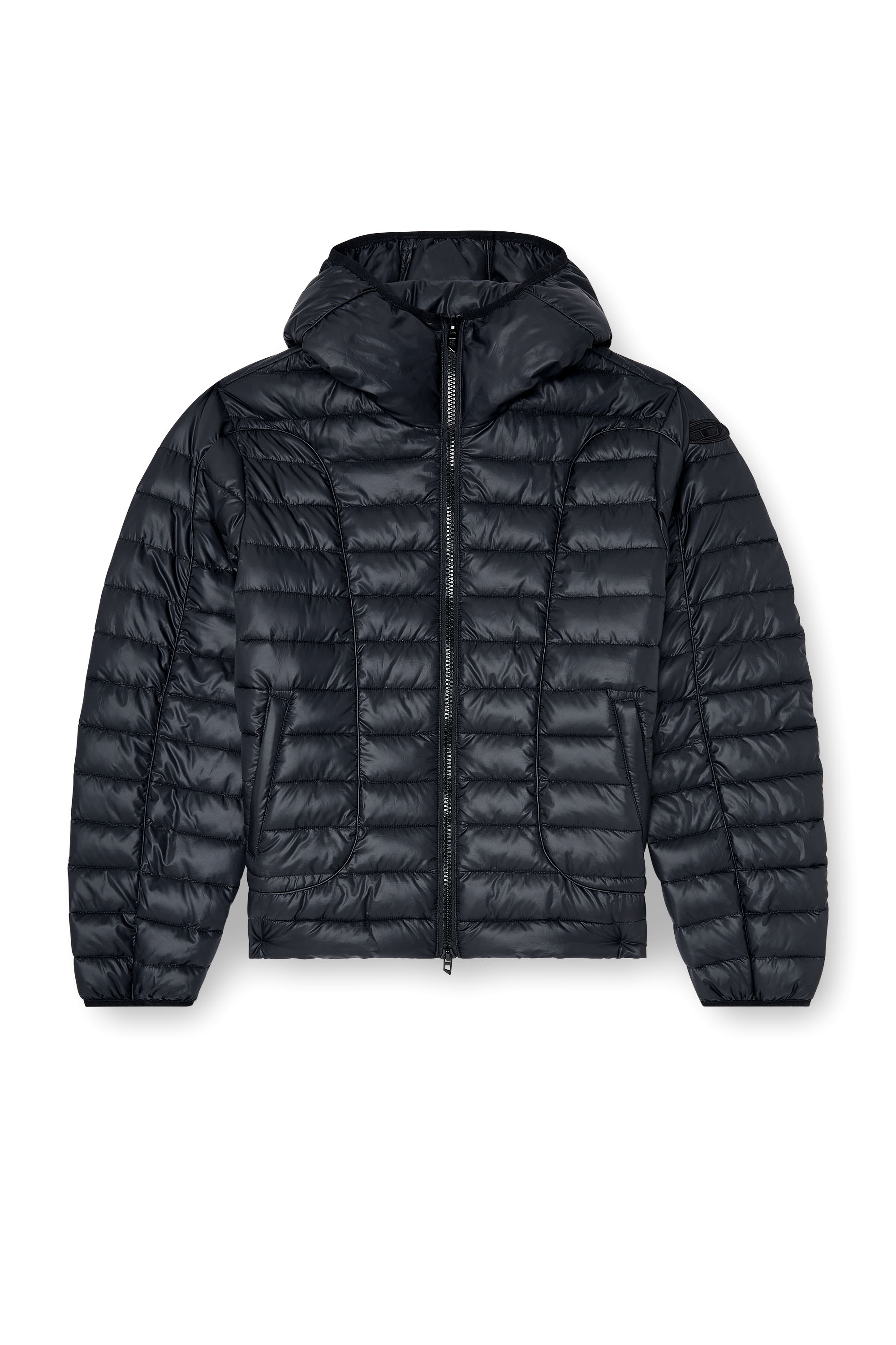 Diesel - W-STONE-WRD, Doudoune avec passepoil ton sur ton Homme in Noir - 3