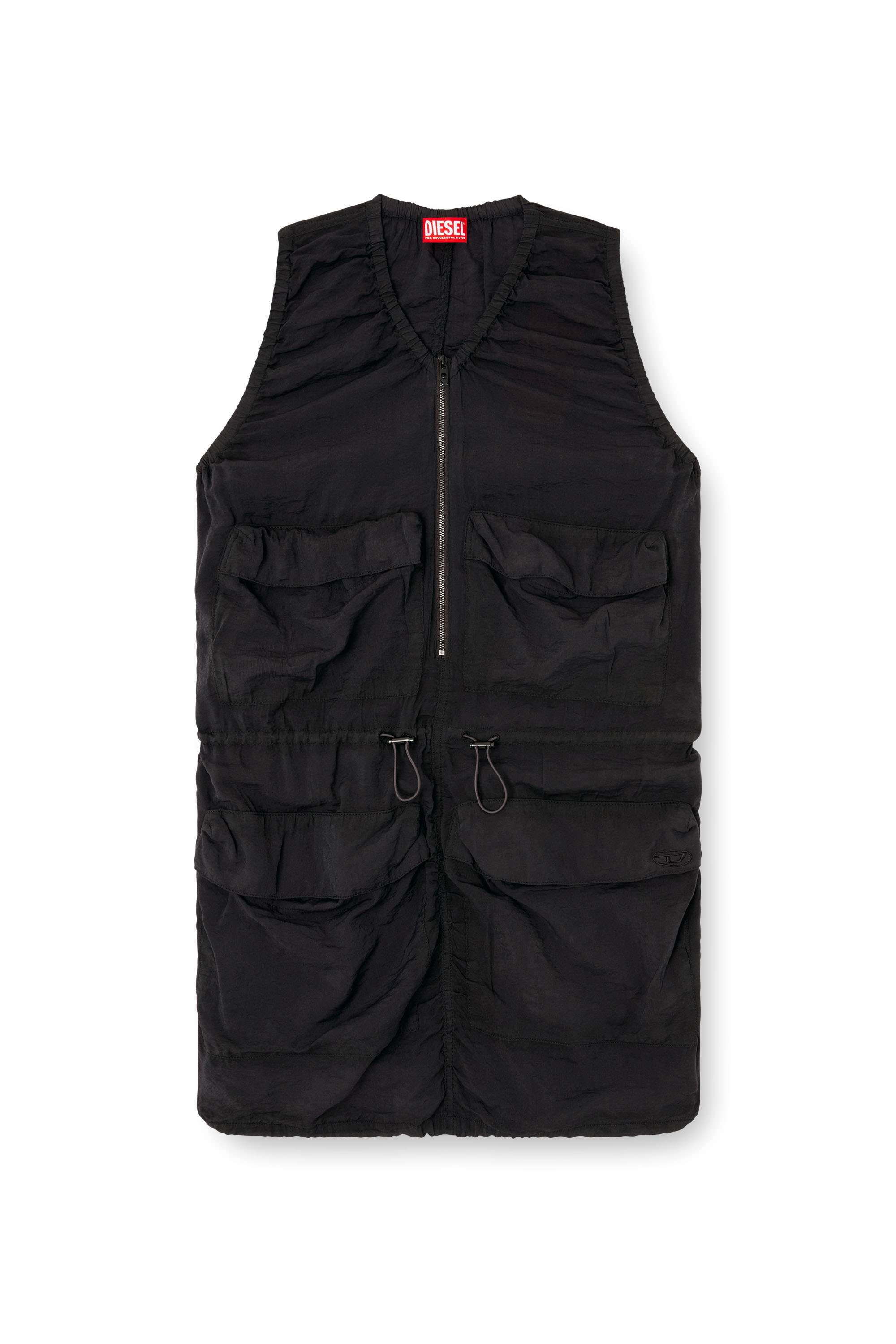 Diesel - D-RESDEN, Robe cargo en viscose et nylon traités Femme in Gris - 3