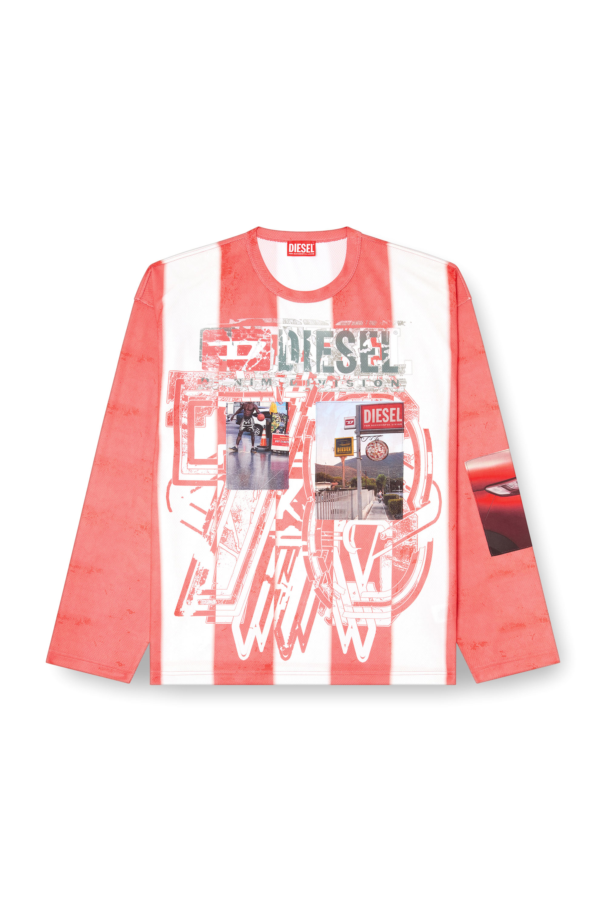 Diesel - T-RUBY, T-shirt à manches longues rayé avec empiècements photo Homme in ToBeDefined - 3