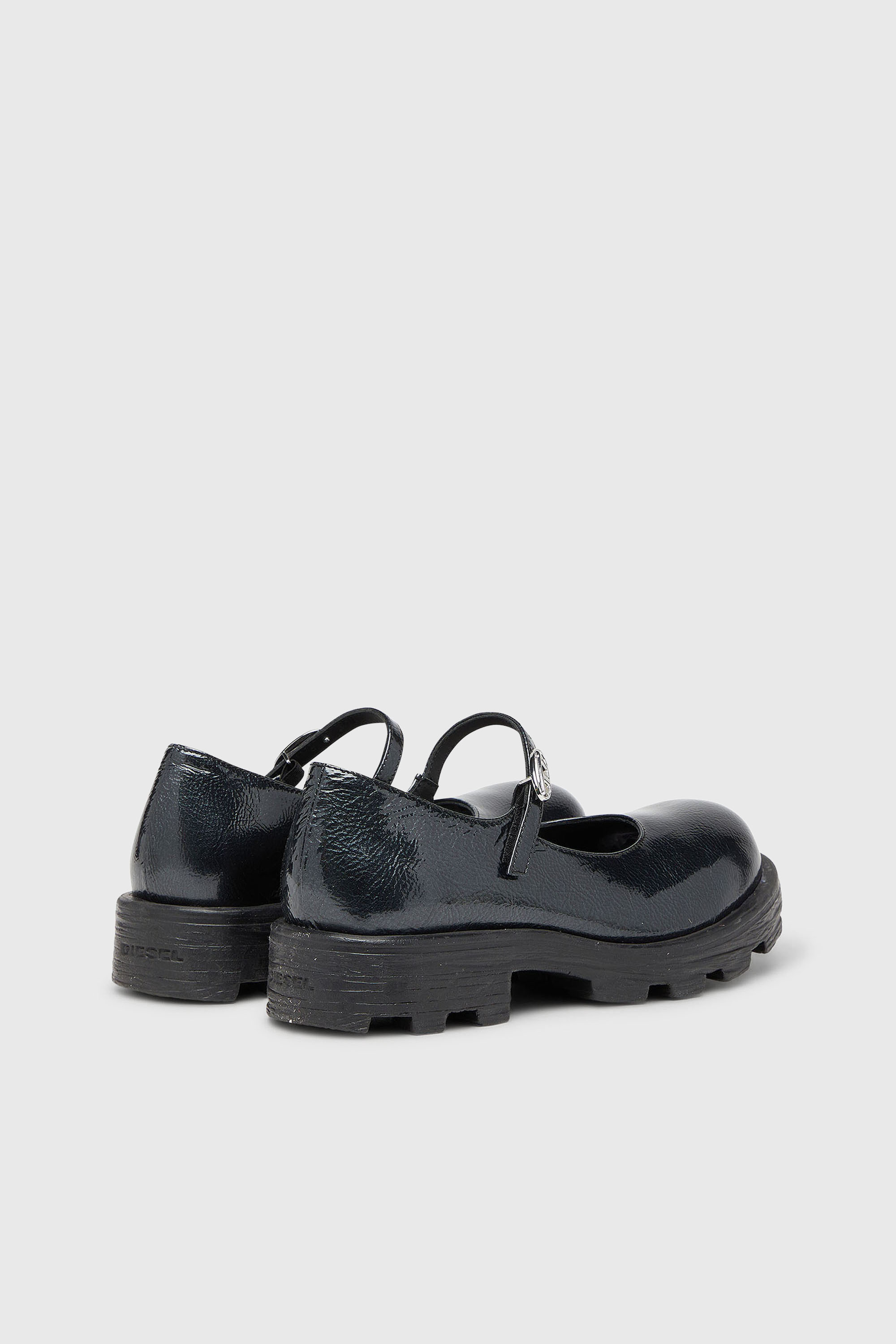 Diesel - D-HAMMER MARY JANE, D-Hammer - Babies &agrave; semelle crant&eacute;e en cuir verni Femme in Noir - 3