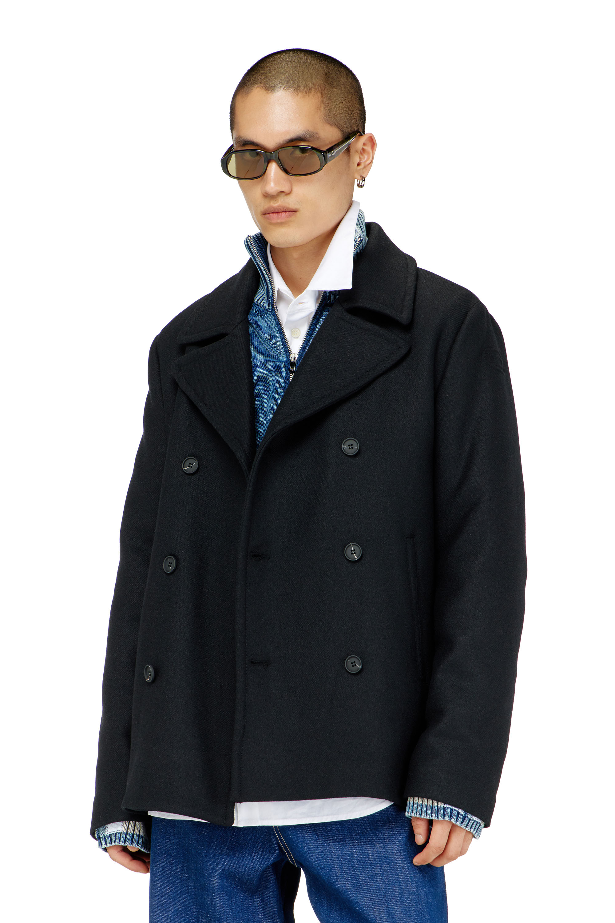Diesel - W-HALEY-WRD, Caban en m&eacute;lange de laine feutr&eacute;e Homme in Noir - 3