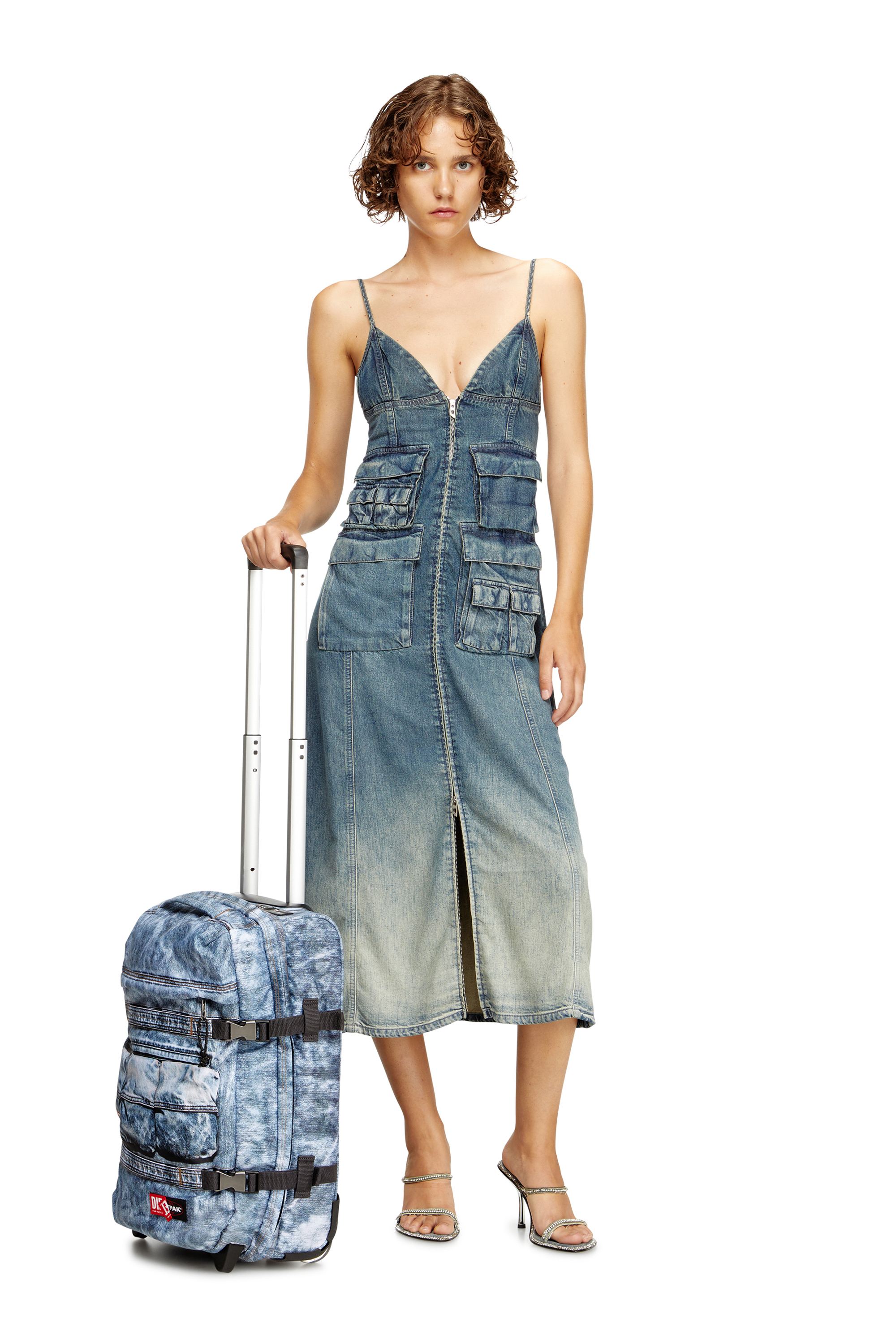 Diesel - DIESEL TRANSIT'R S, Bagage cabine en denim trompe-l'œil Mixte in Bleu - 8