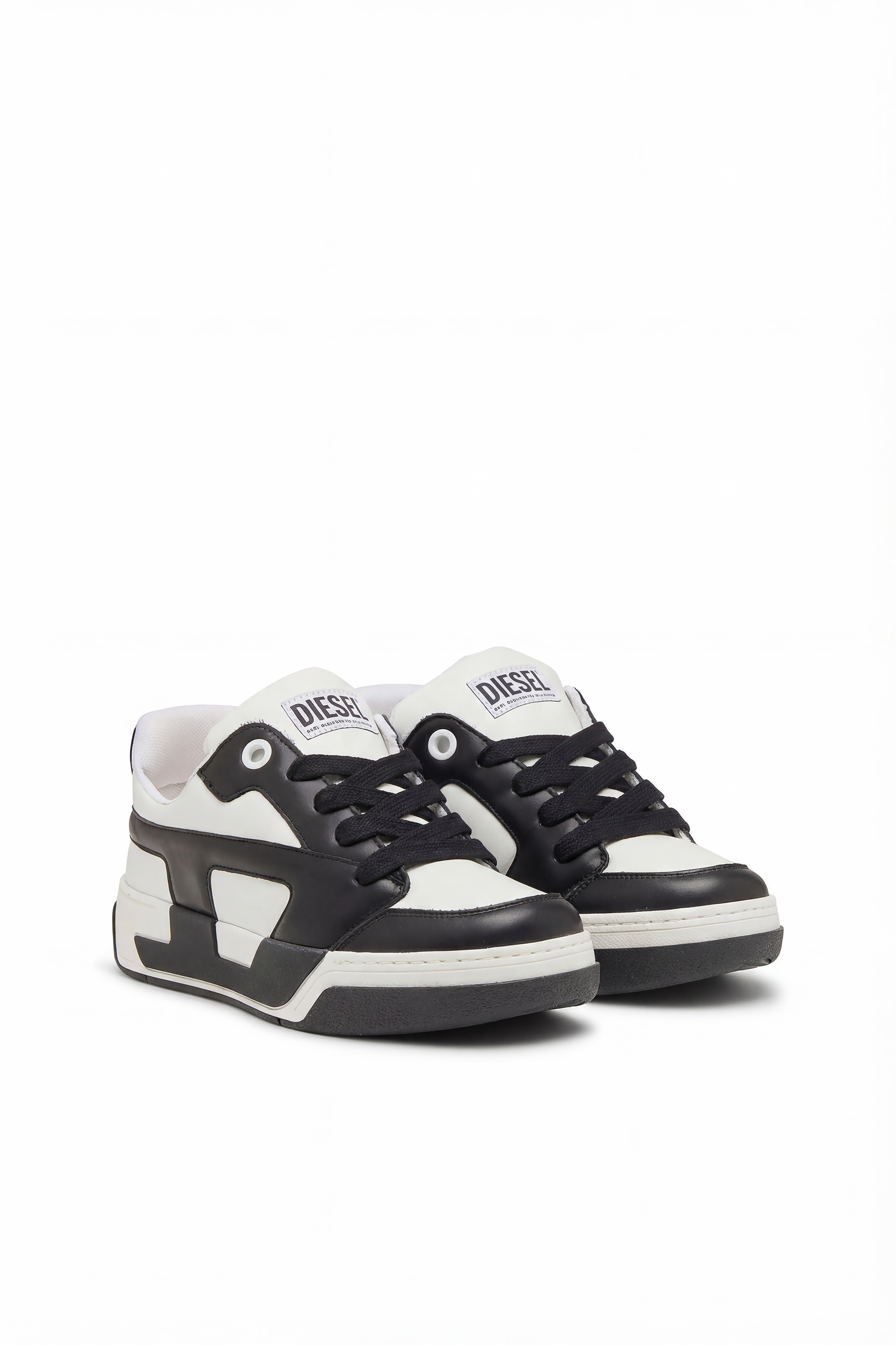 Diesel - S-D-OLLIE LOW, D-Ollie-Baskets en cuir bicolore Homme in Blanc - 2