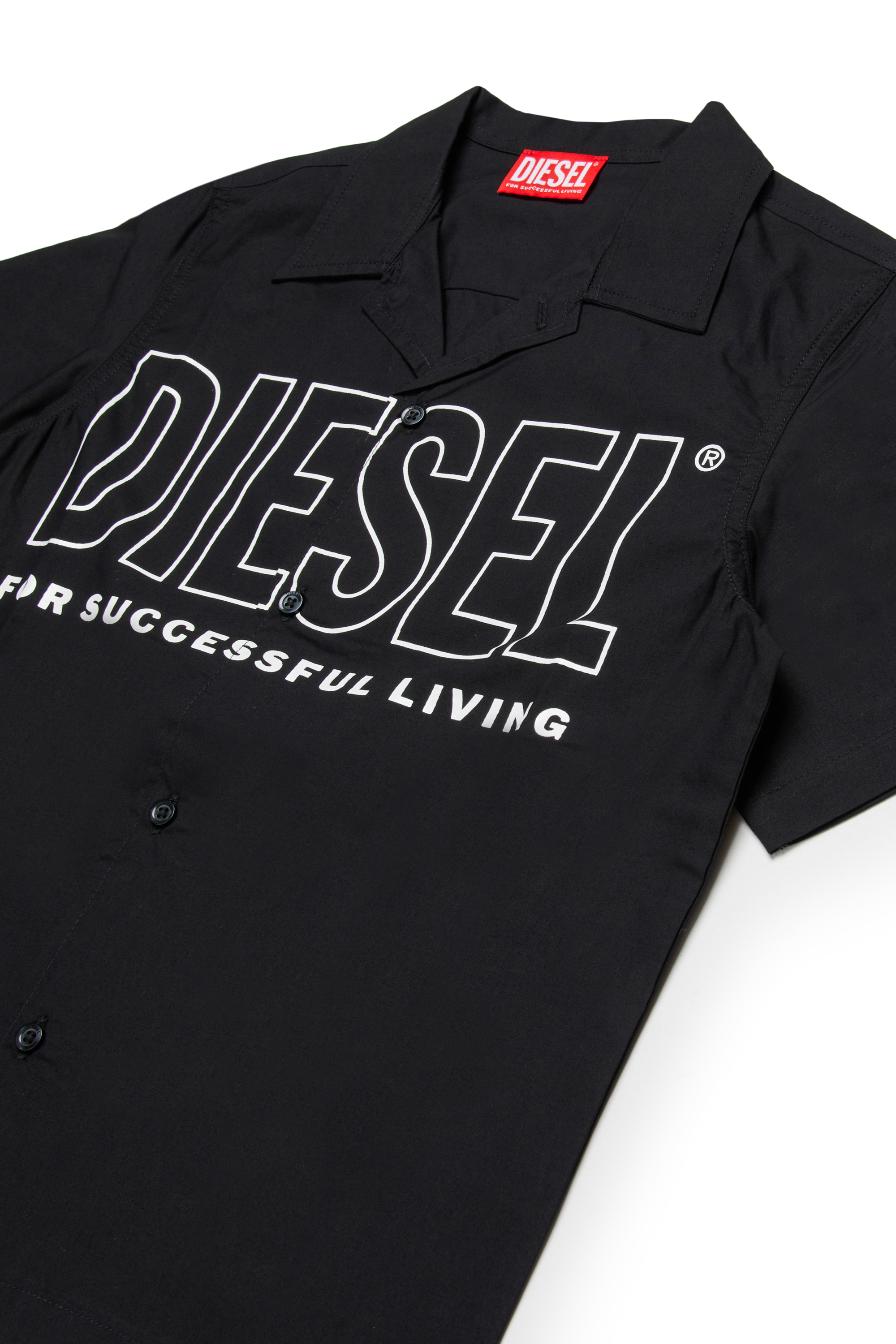 Diesel - MCDRID, Chemise en coton &agrave; manches courtes Homme in Noir - 3