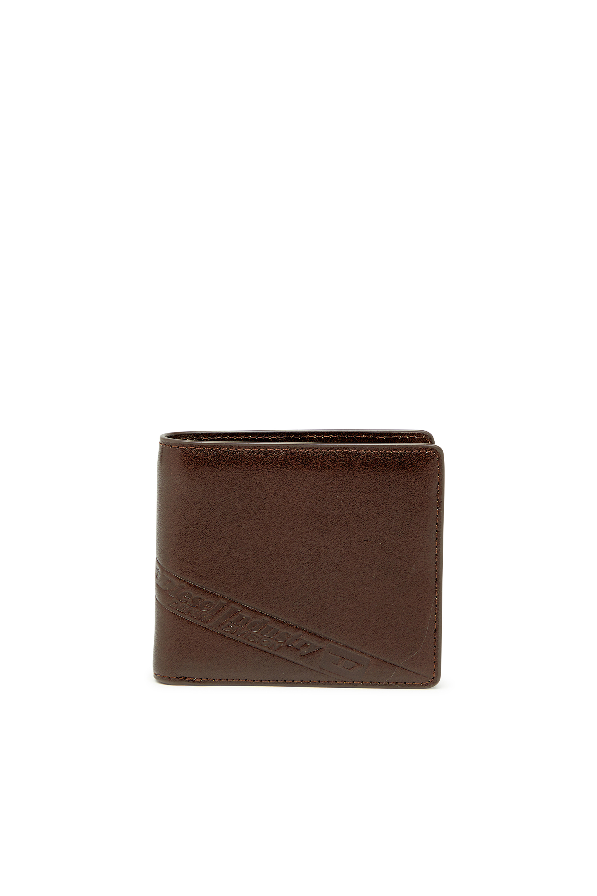 Diesel - FLAG-D BI-FOLD COIN S 3D, Portefeuille en cuir pliable avec logo emboss&eacute; Homme in Marron - 1