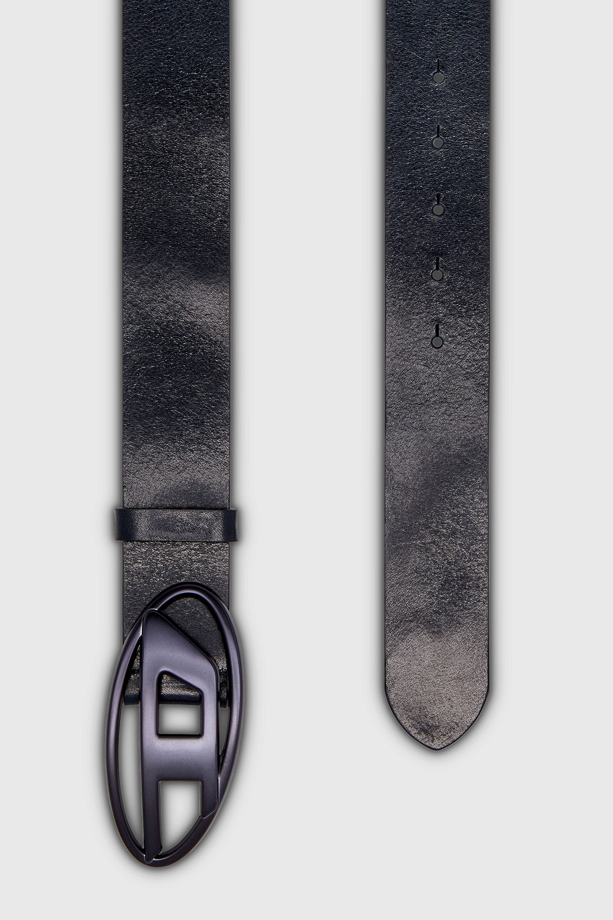 Diesel - B-1DR, Ceinture 3.9 cm en cuir avec boucle Oval D m&eacute;tallis&eacute;e Mixte in Bleu - 2