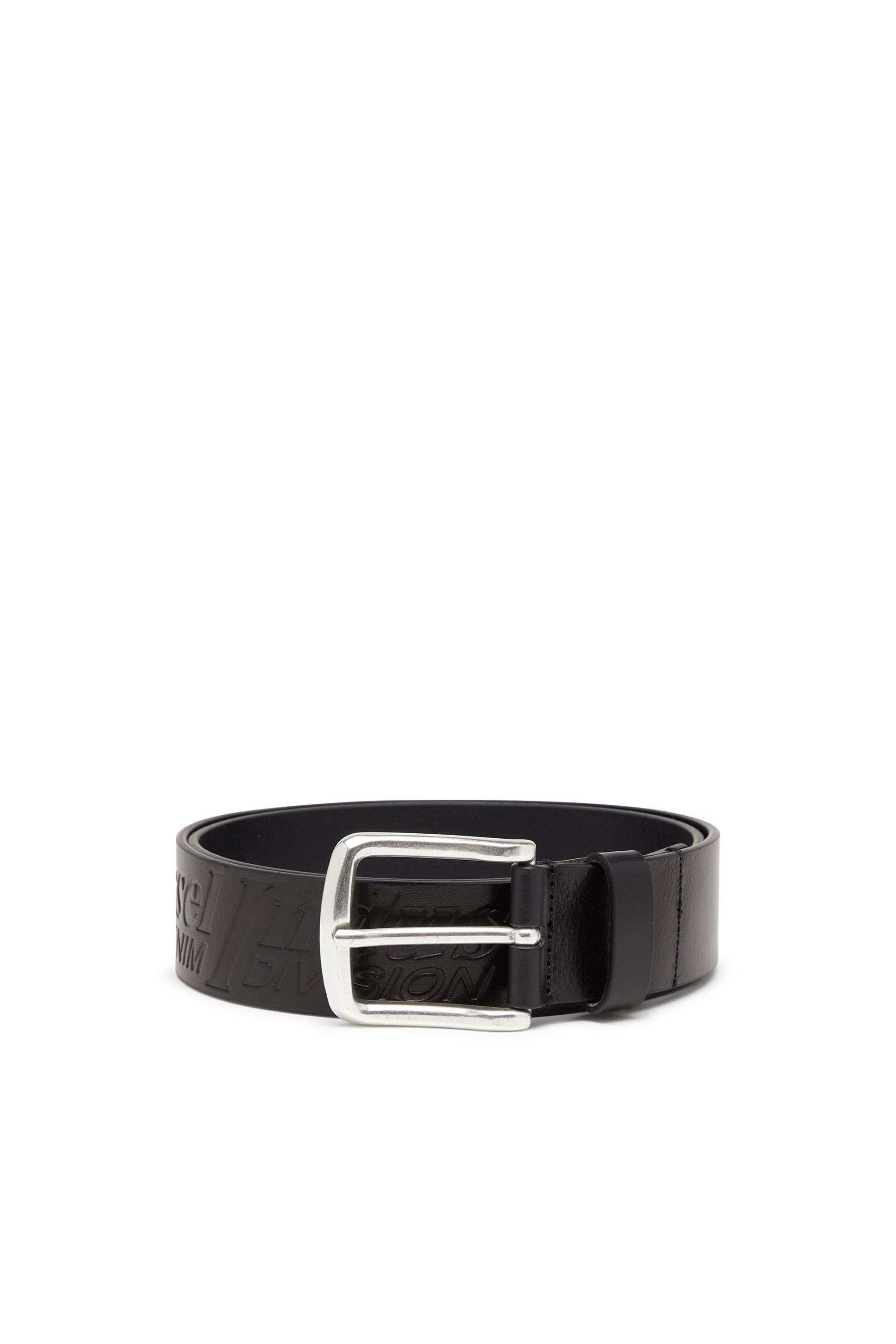 Diesel - B-FLAG-D EMBOSSED, Ceinture en cuir de 4 cm avec logo gravé Homme in Noir - 1