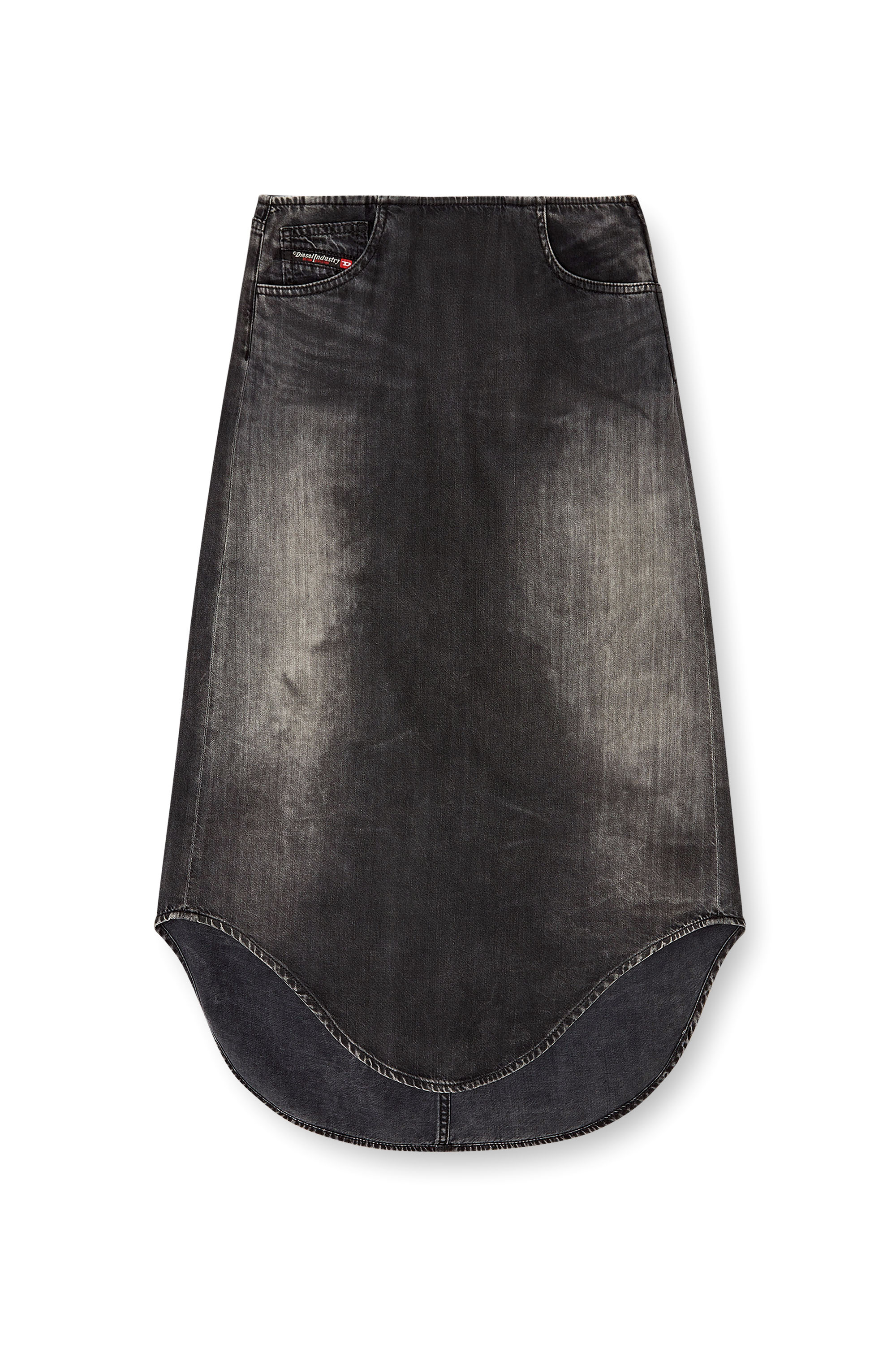 Diesel - DE-PLUMY-S, Jupe midi en jean avec effet shadow Femme in Noir - 3