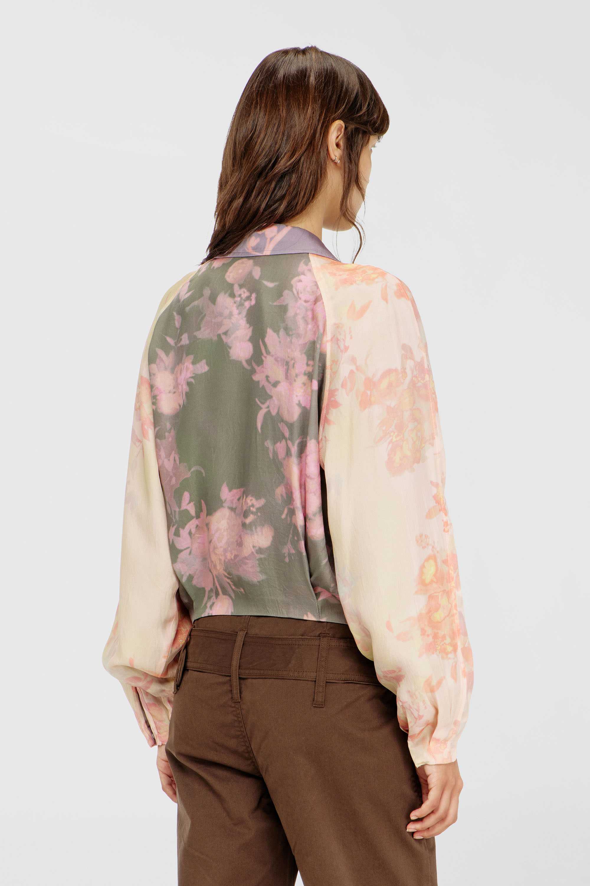 Diesel - G-ALENA, Blouson bomber fleuri en ac&eacute;tate froiss&eacute; Femme in Polychrome - 4