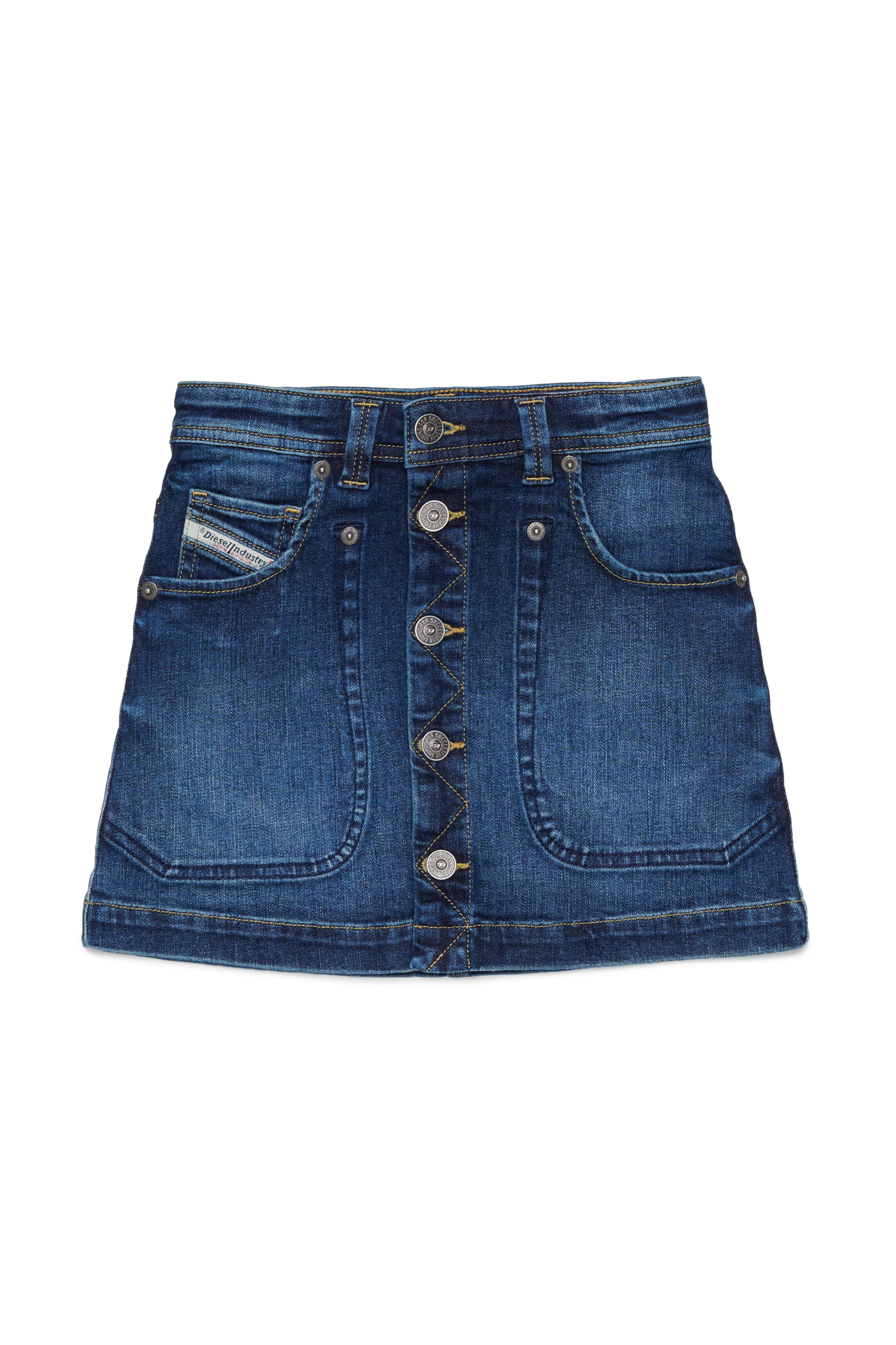 Diesel - GEALBUS, Jupe en denim &agrave; boutons Femme in Bleu - 1
