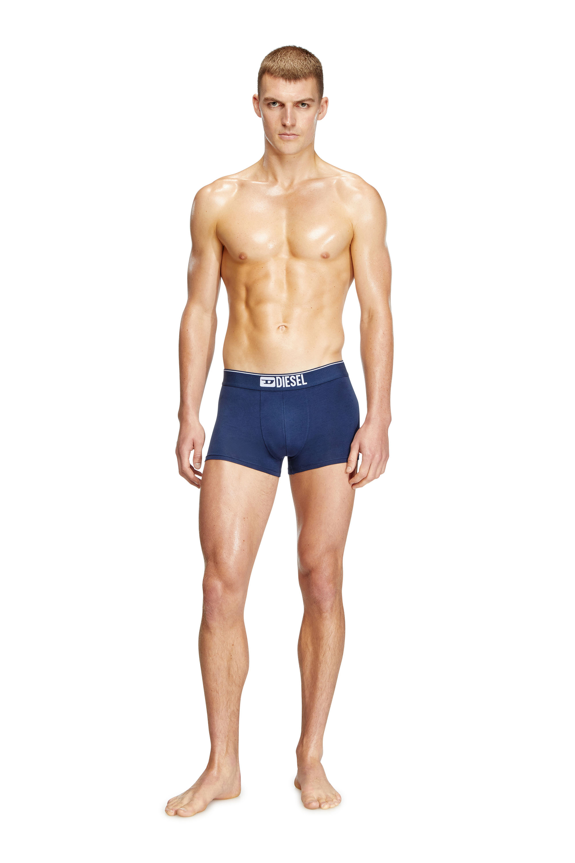 Diesel - UMBX-DAMIENTHREEPACK, Man's Three-pack of plain boxer briefs in White/Blue - 4