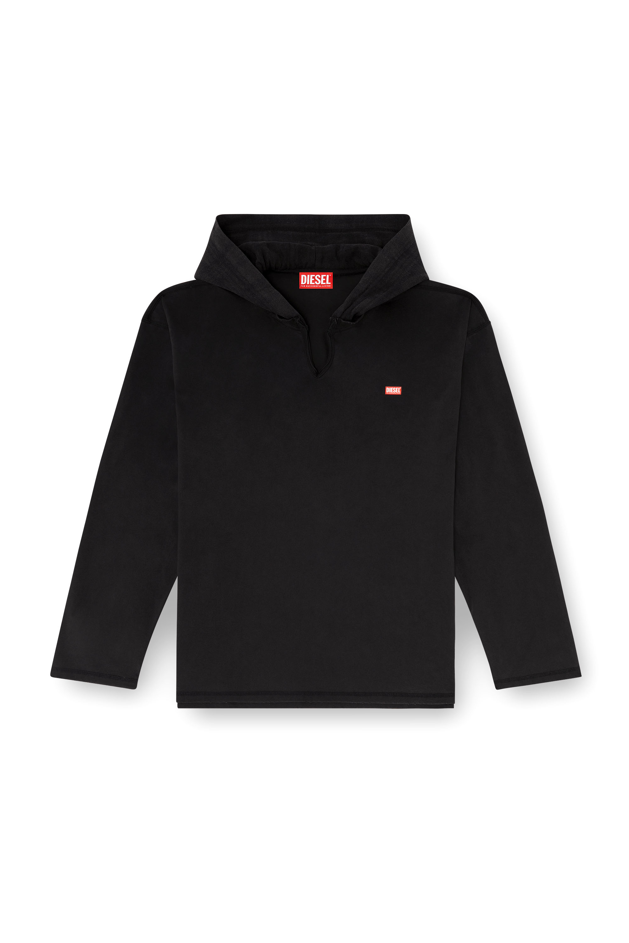 Diesel - T-BOXT-LS-HOOD-CHECK, T-shirt &agrave; manches longues avec capuche en flanelle Homme in Noir - 3