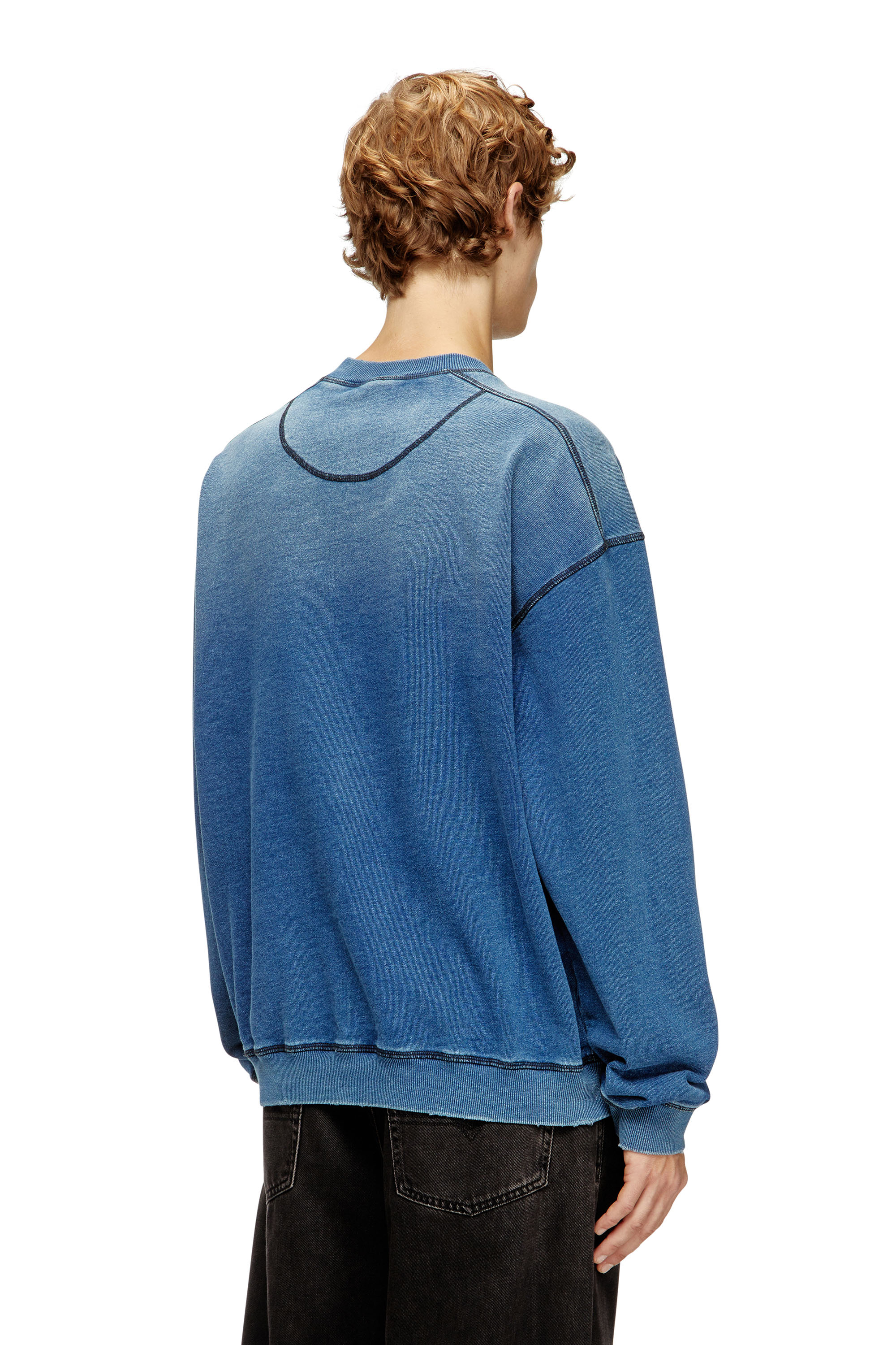 Diesel - S-CRAO-BOXT, Pull en coton avec coutures contrastées Homme in Bleu - 4