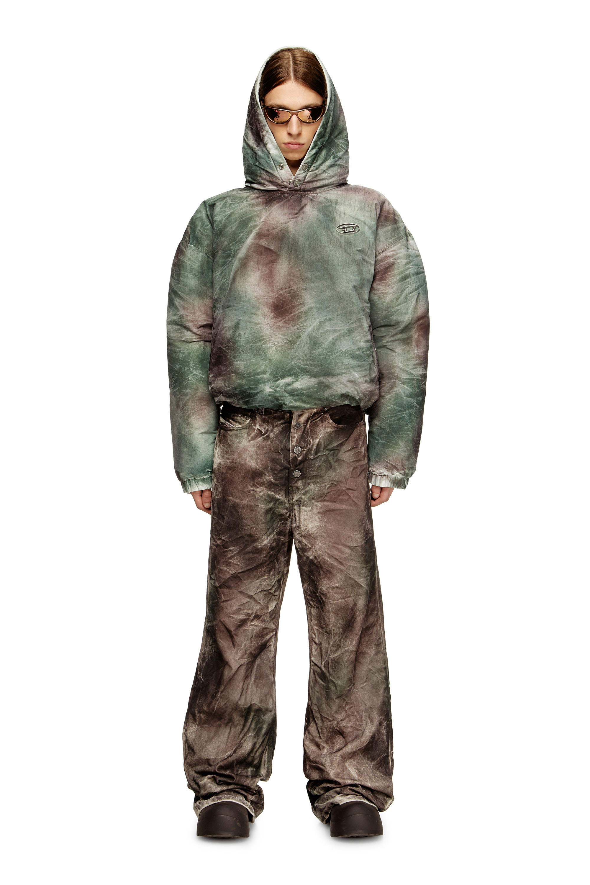 Diesel - W-THUG-JKT-PUFFY, Veste à capuche bouffante en nylon camouflage Mixte in Polychrome - 1