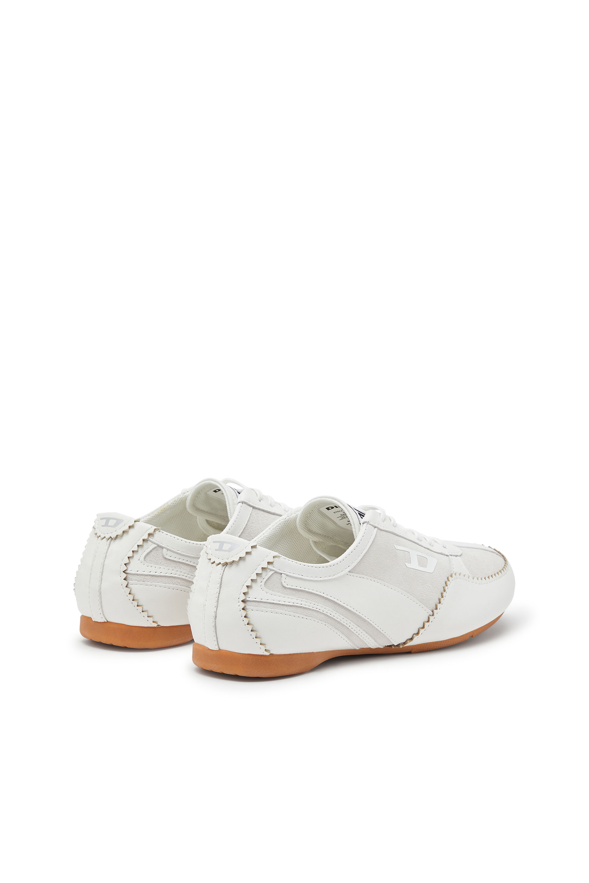 Diesel - D-MILE LOW W, Woman's D-Mile-Flat sneakers in leather and suede in White - 3