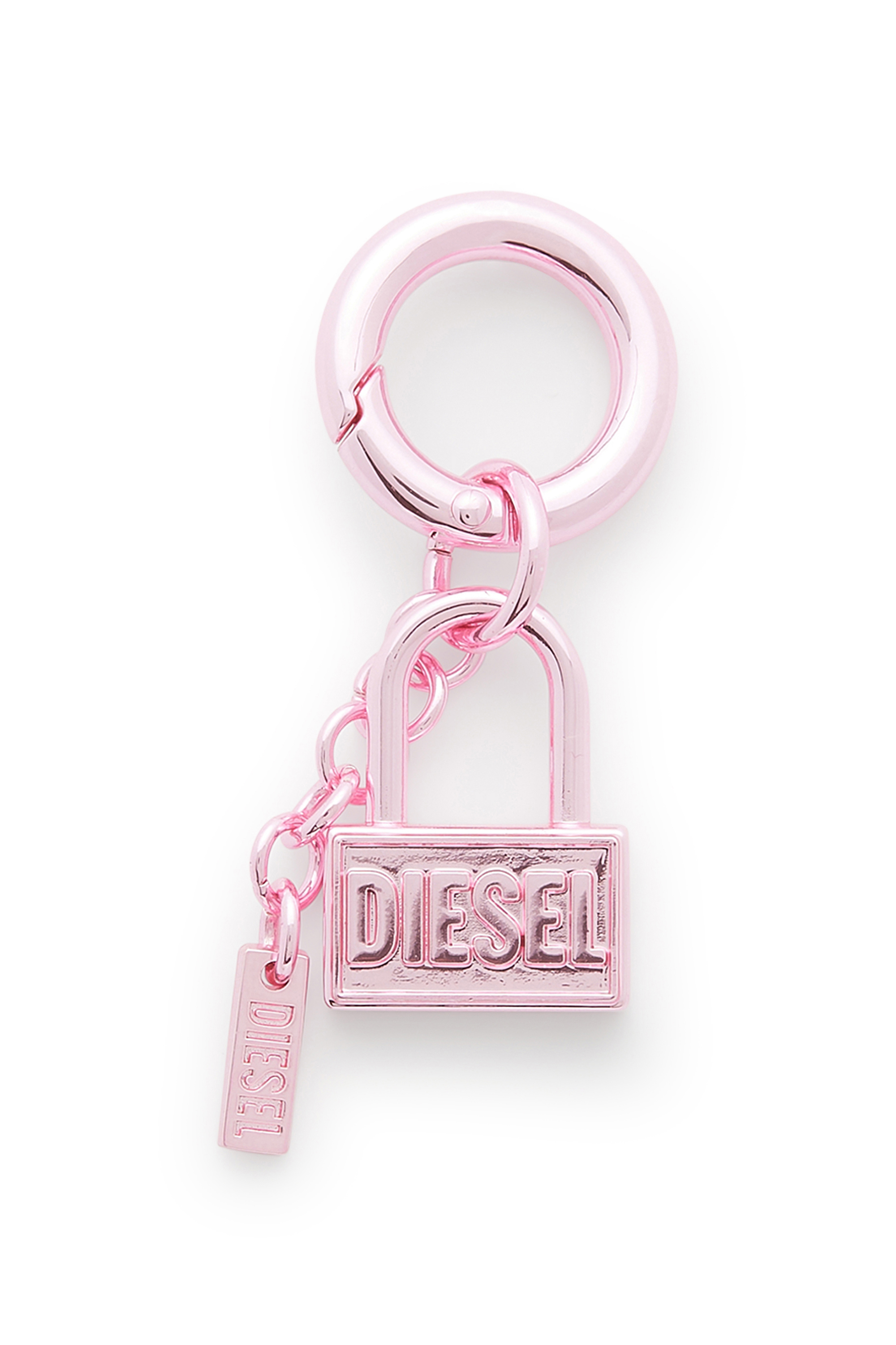 Diesel - CHARM-LOCK, Porte-cl&eacute;s en m&eacute;tal avec motif cadenas Mixte in Rose - 1