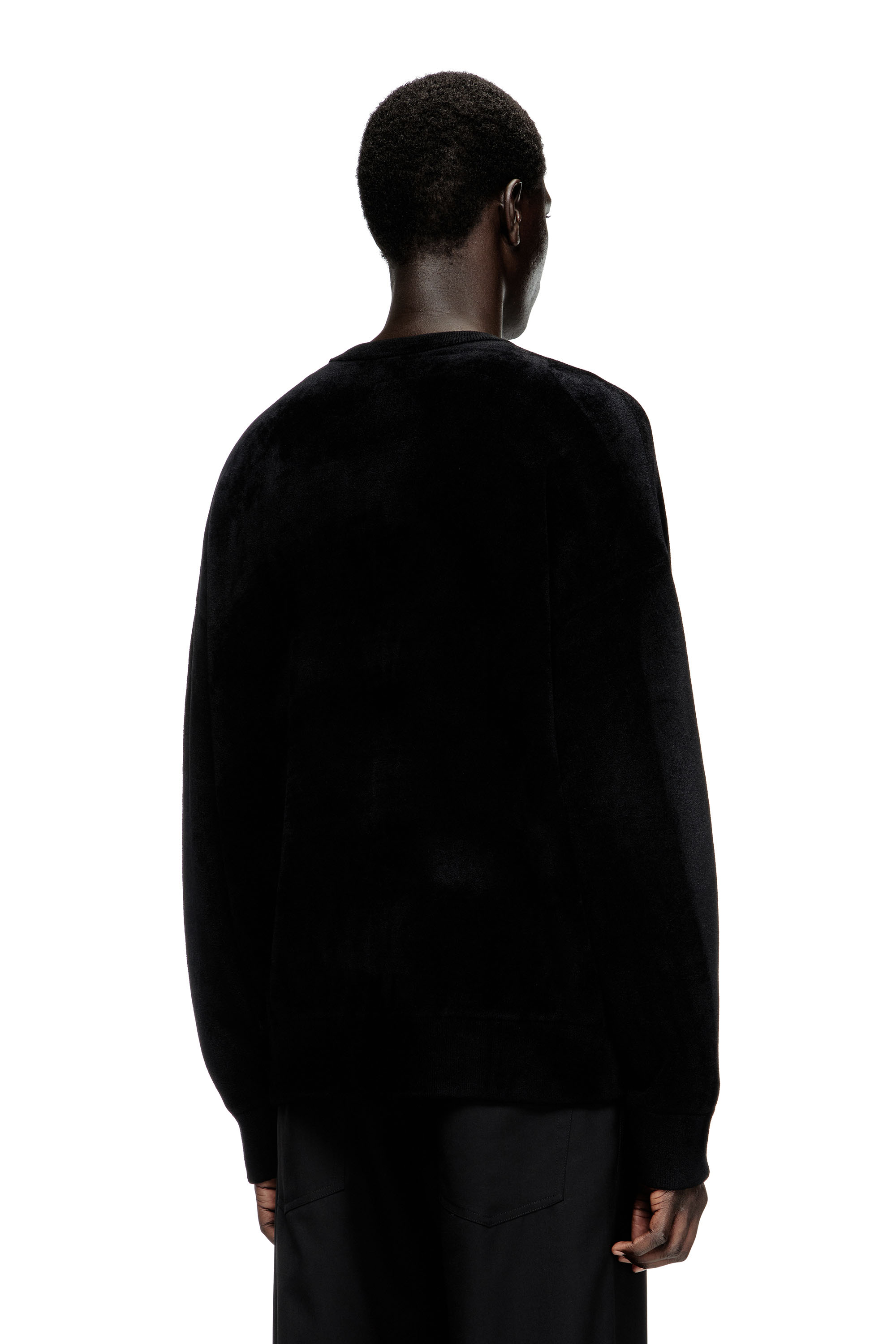 Diesel - K-TRESA, Pull jacquard en chenille avec motif à logo Homme in Noir - 4