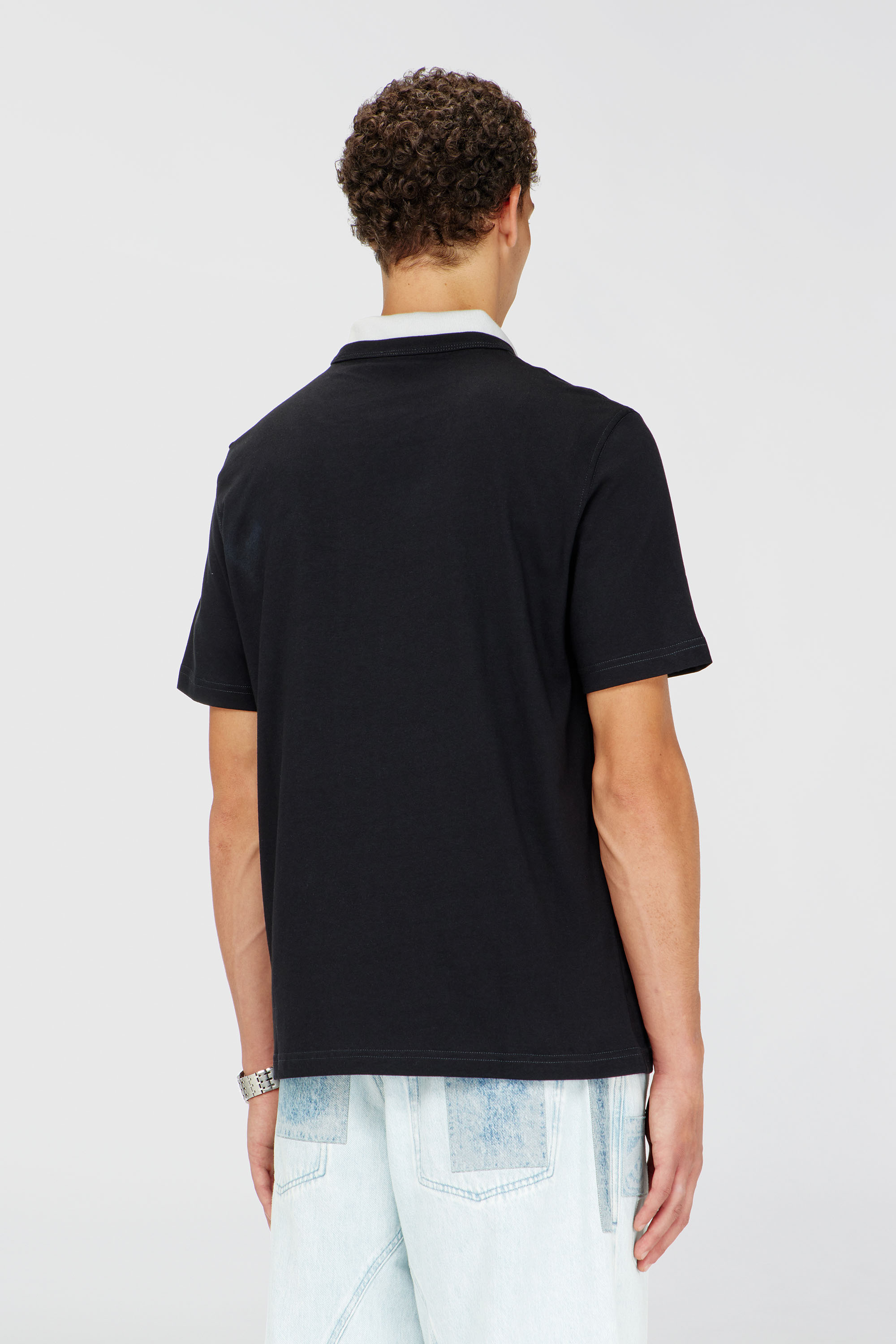 Diesel - T-ADJUST-Q6, T-shirt avec logo effet froiss&eacute; Homme in Noir - 4