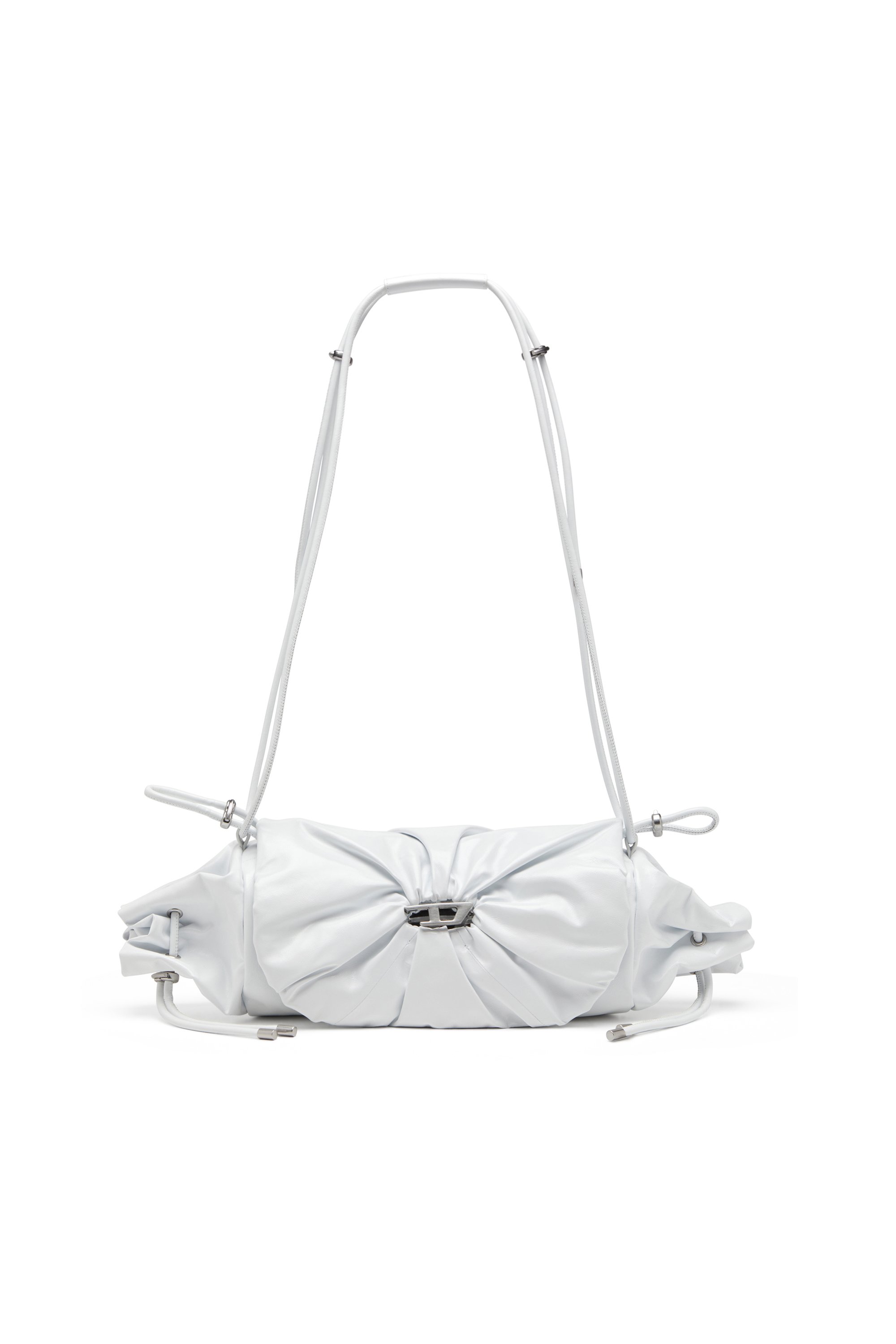 Diesel - SCRUNCH-D SHOULDER M, Scrunch-D M-Sac à bandoulière en cuir brillant Femme in Blanc - 1