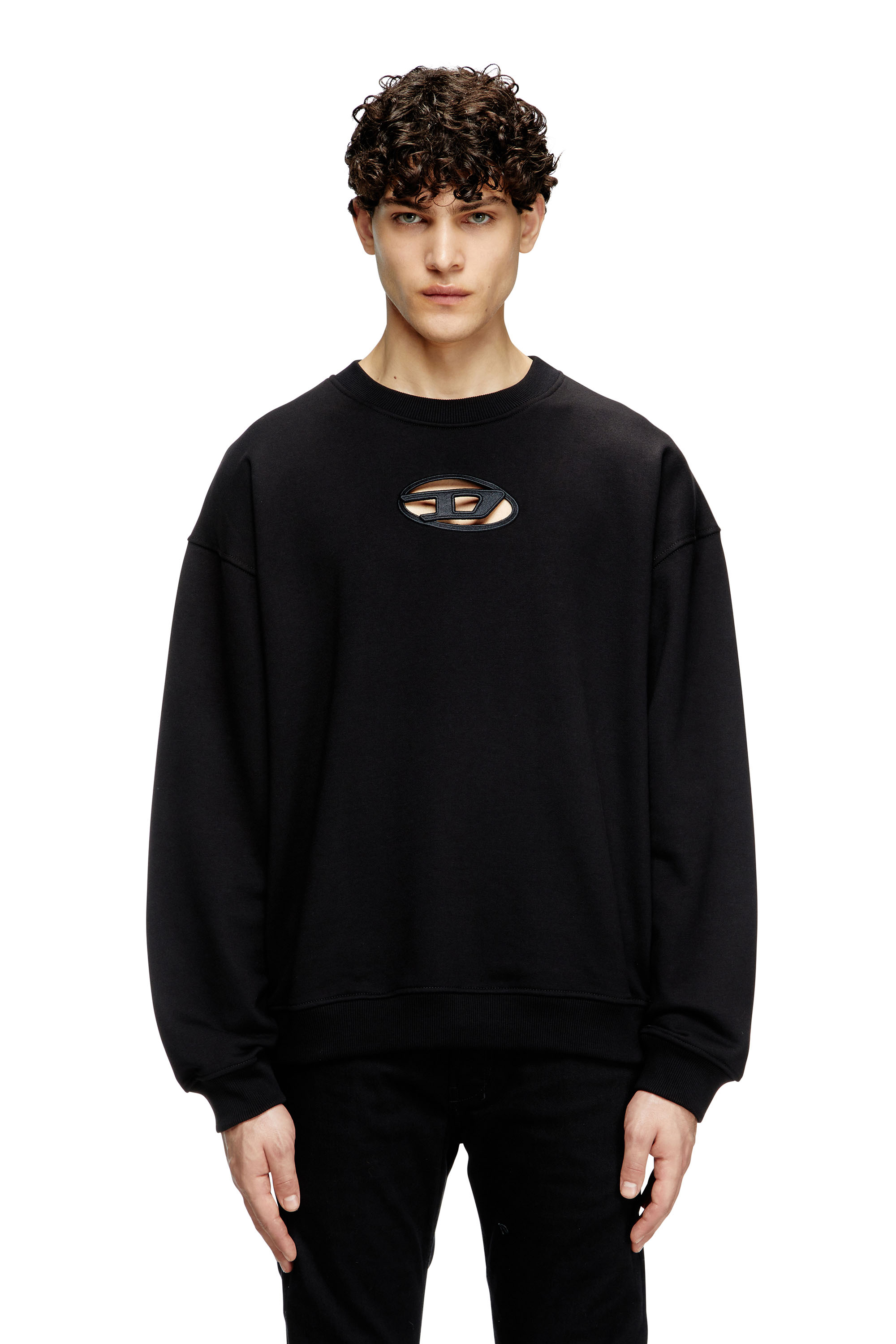 Diesel - S-BOXT-OD, Sweat-shirt avec cut-out Oval D Homme in Noir - 3