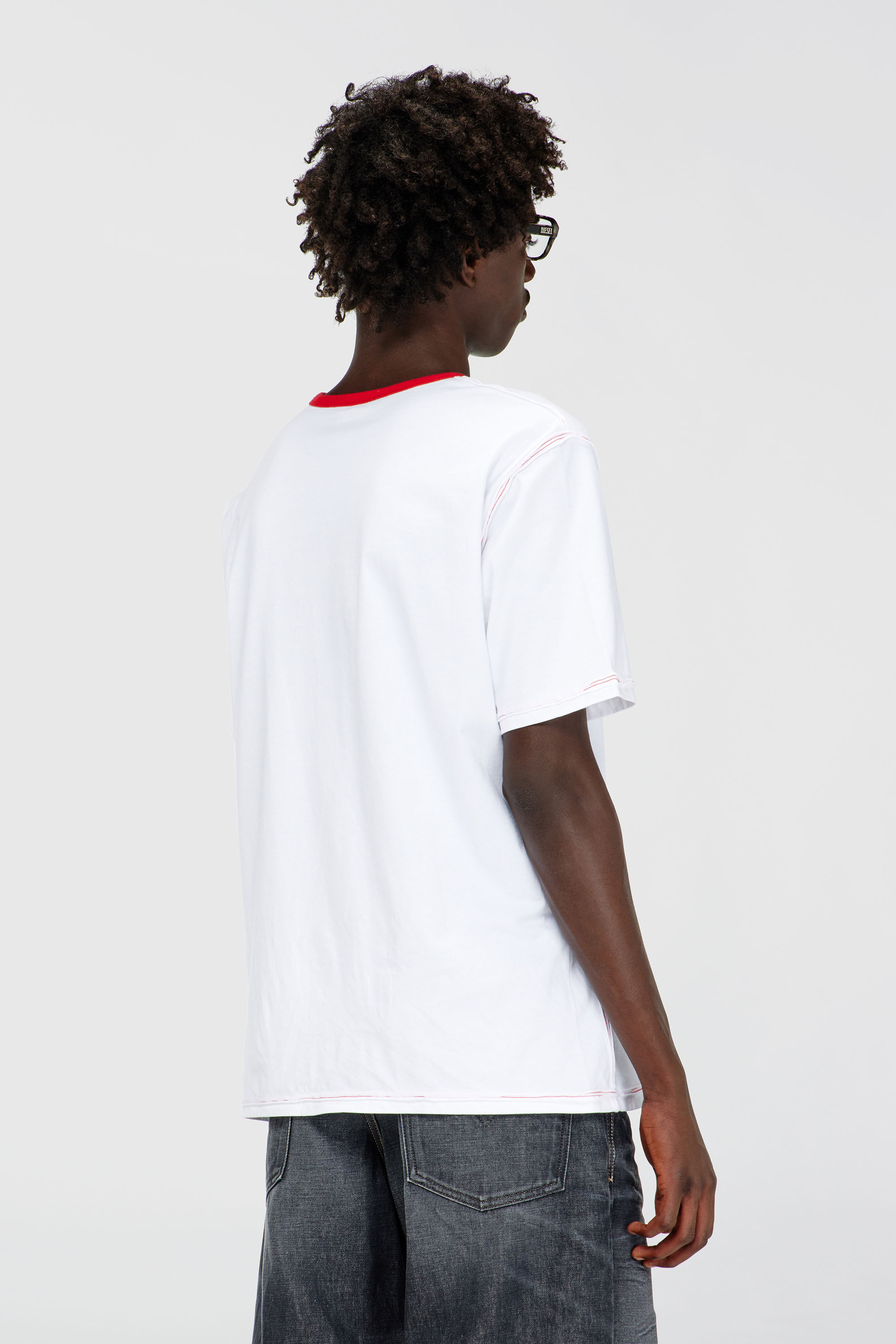 Diesel - T-ADJUST-CUT-OD, T-shirt avec Oval D sectionn&eacute; Homme in Blanc - 4